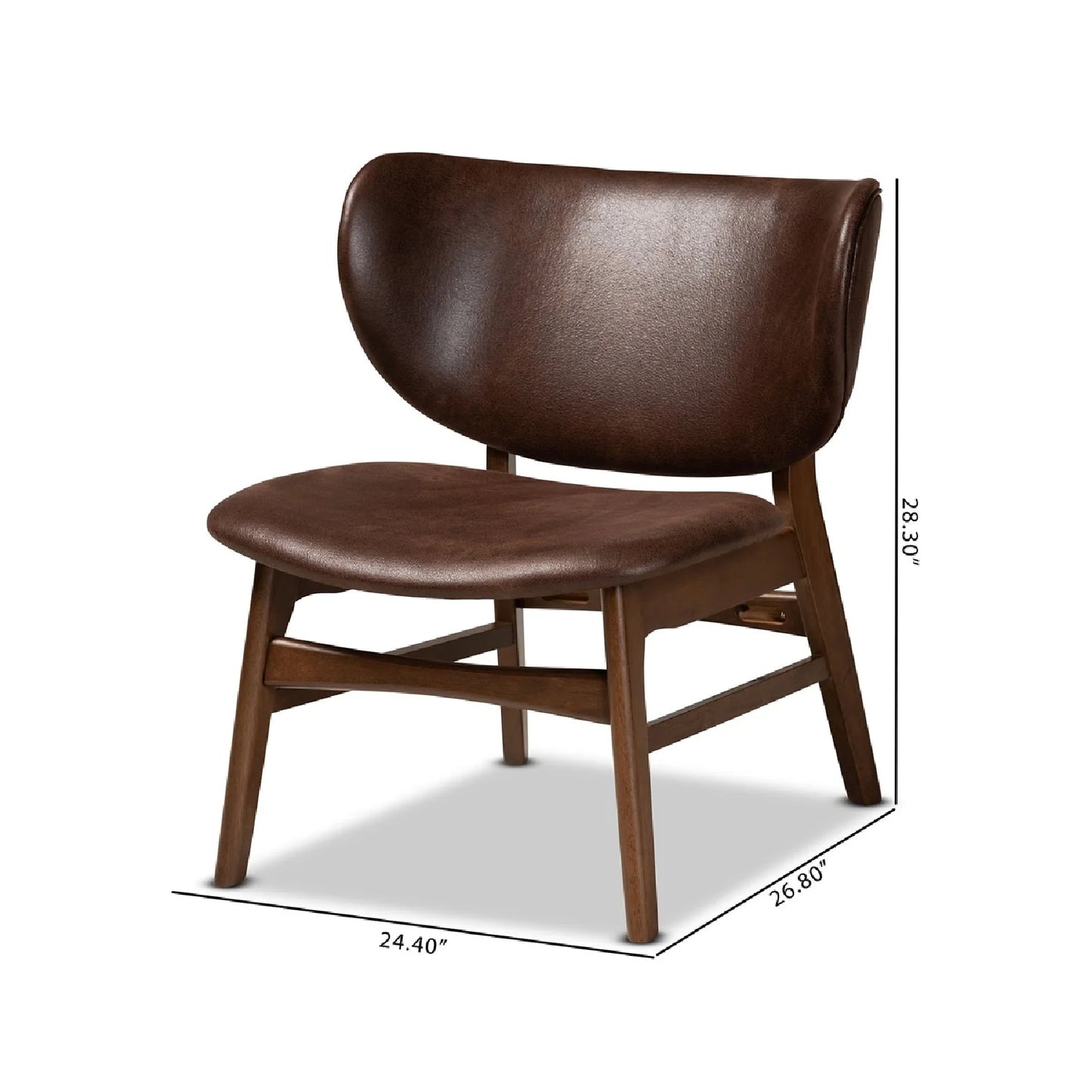 Luxury Brown Leather Accent Chair Modern Italian Style for Villa