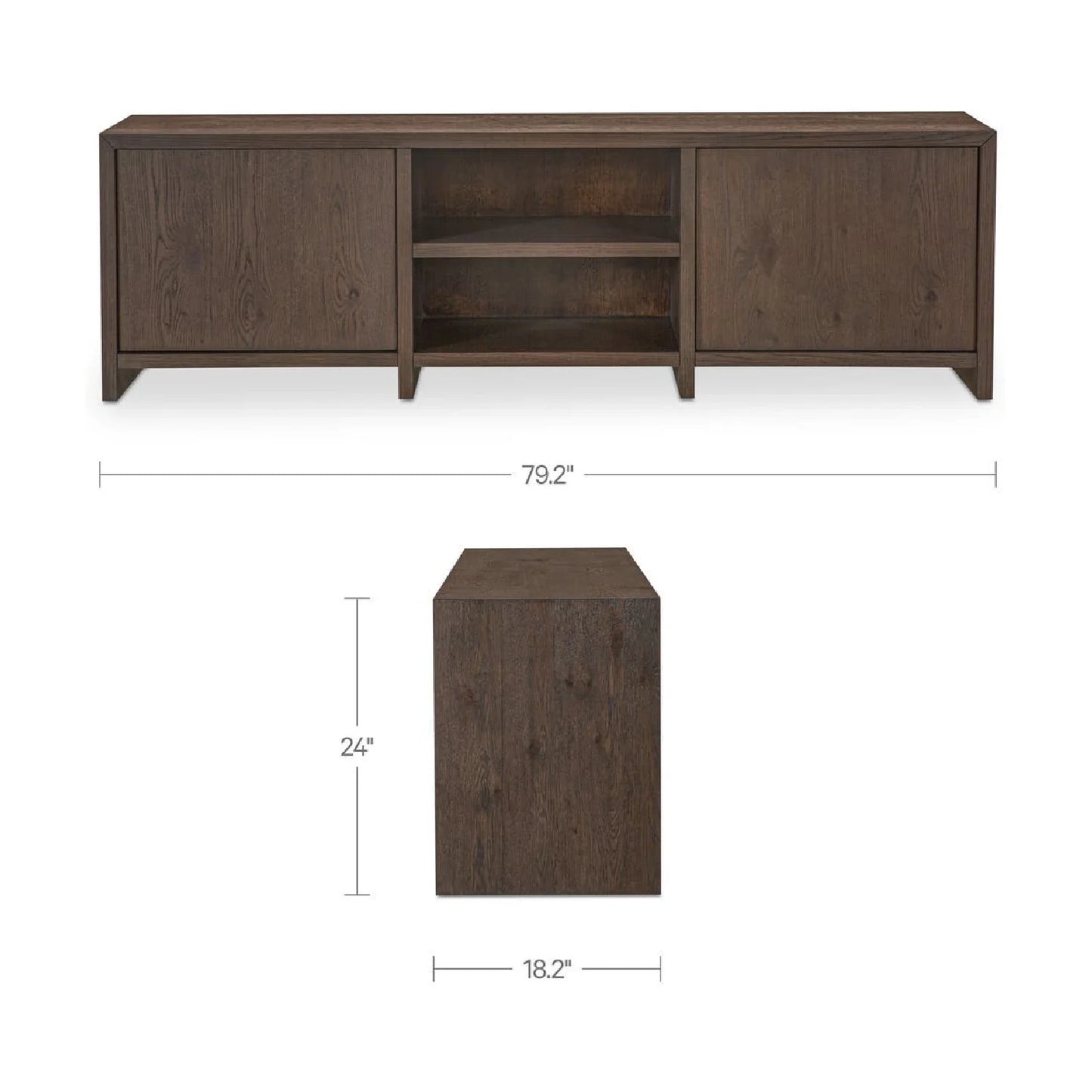 Luxury Brown Oak Media Unit Modern Italian Style for Villa