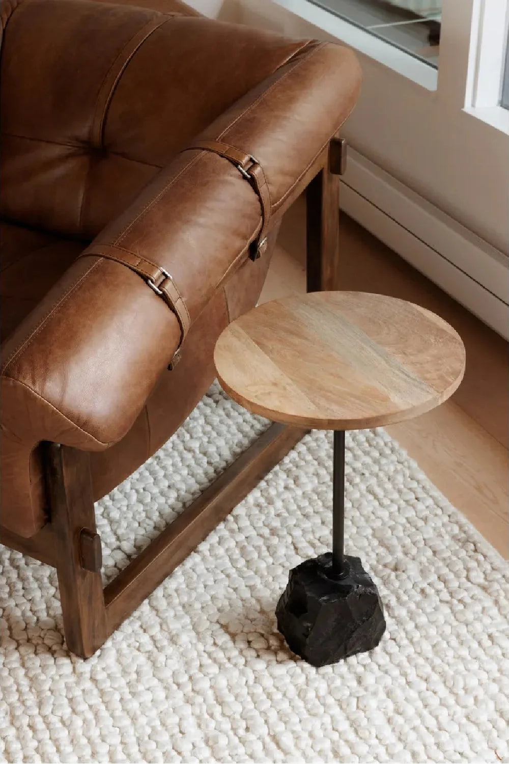 Luxury Brown Strapped Leather Accent Chair European Style for Villa