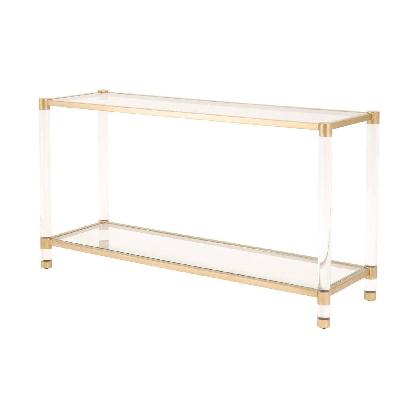 Luxury Brushed Brass Glass Console Table Modern Italian Style for Villa