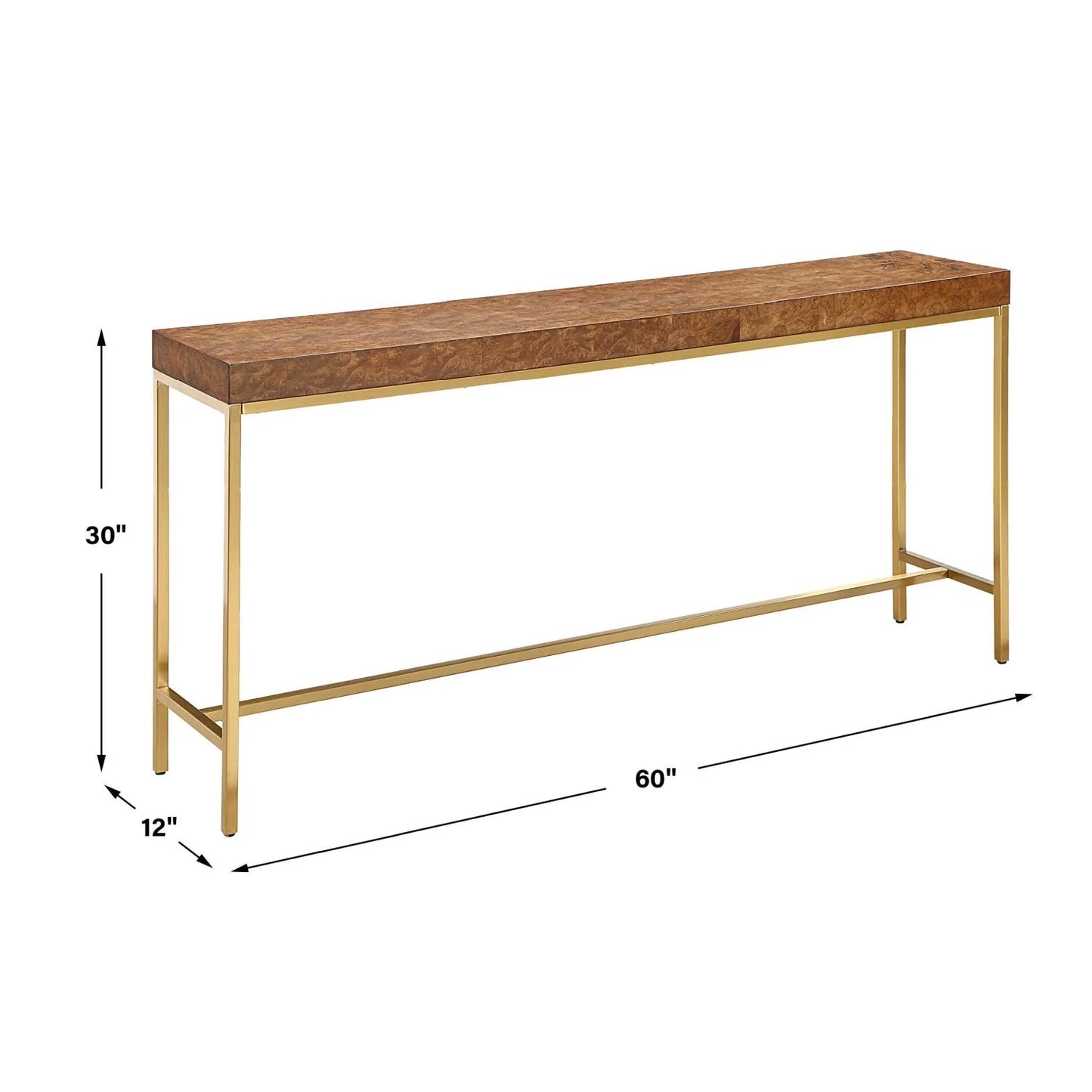 Luxury Burl Veneer Console Table Modern Italian Style for Villa