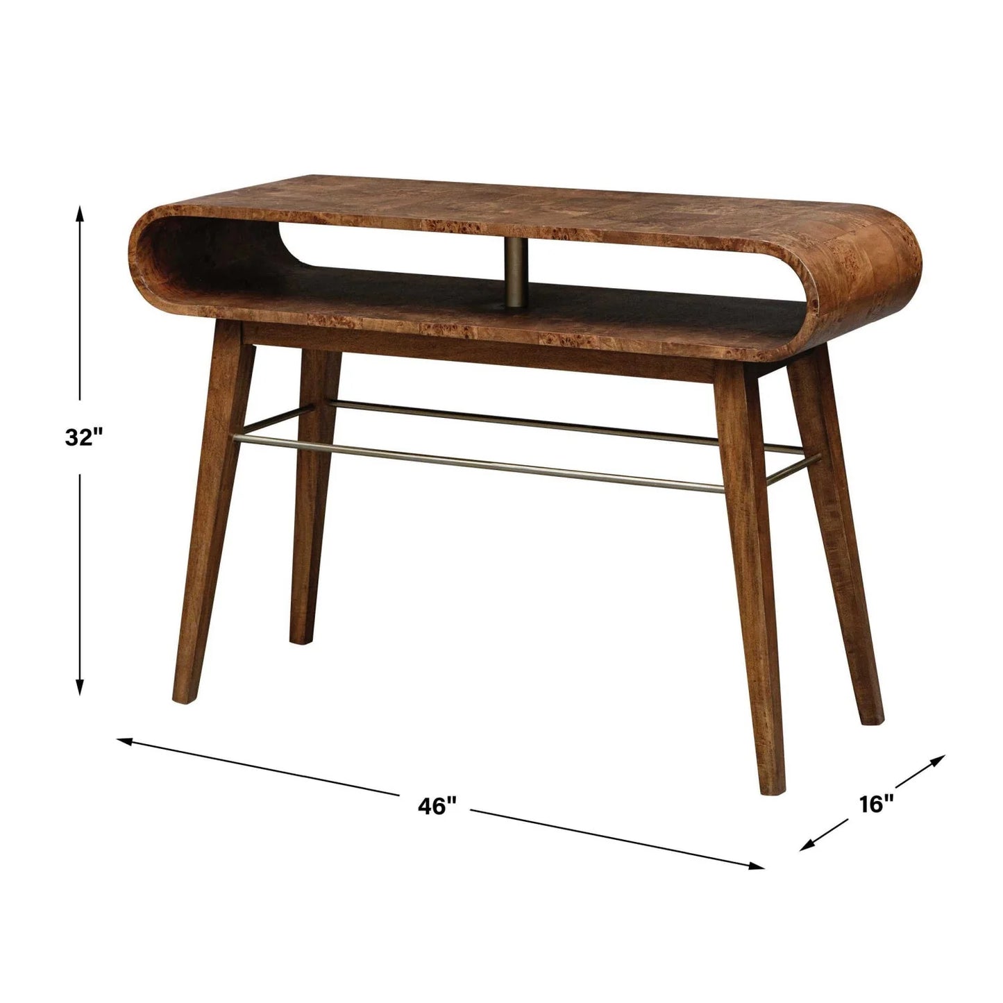 Luxury Burl Veneer Console Table Modern Italian Style for Villa