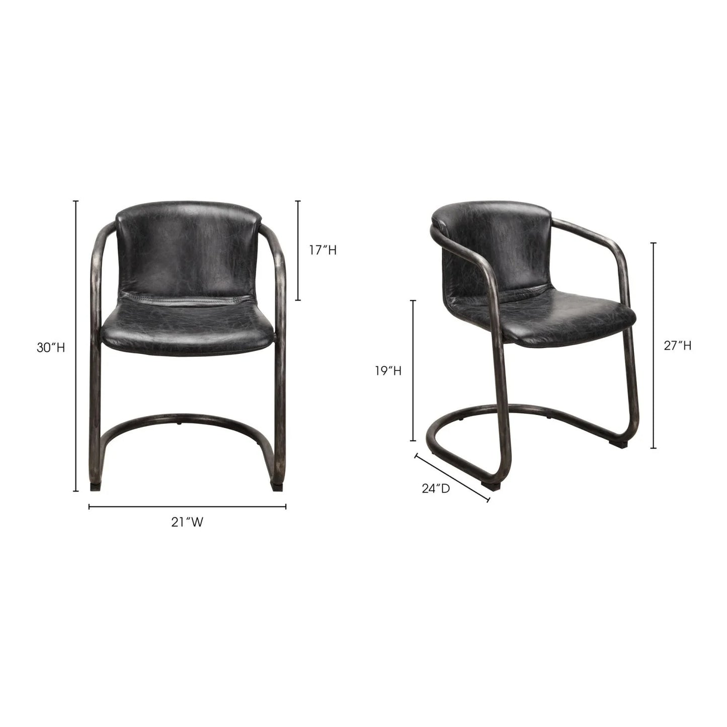 Luxury Cantilevered Iron Dining Armchair European Style for Villa