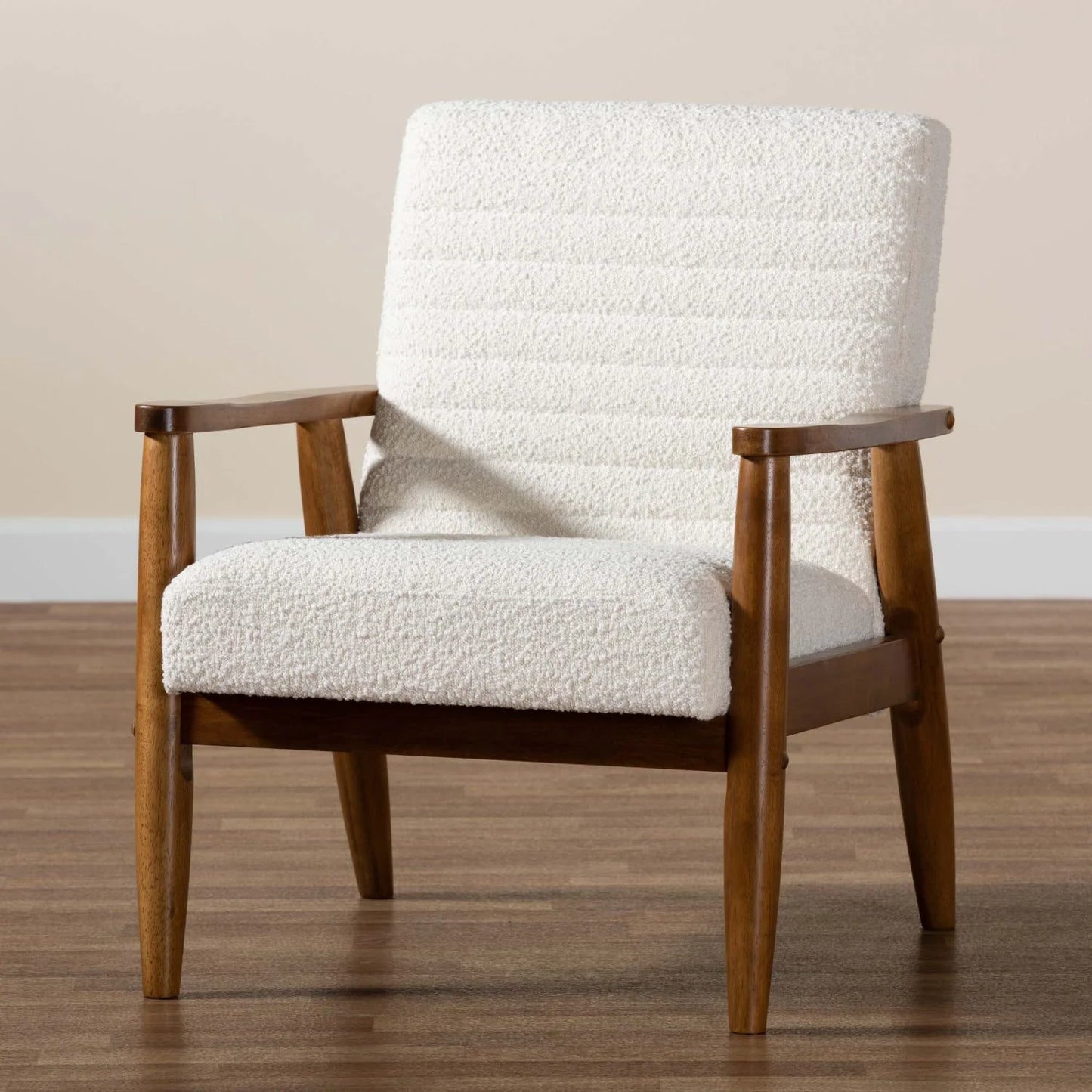 Luxury Cream Boucle Lounge Chair Modern Italian Style for Villa
