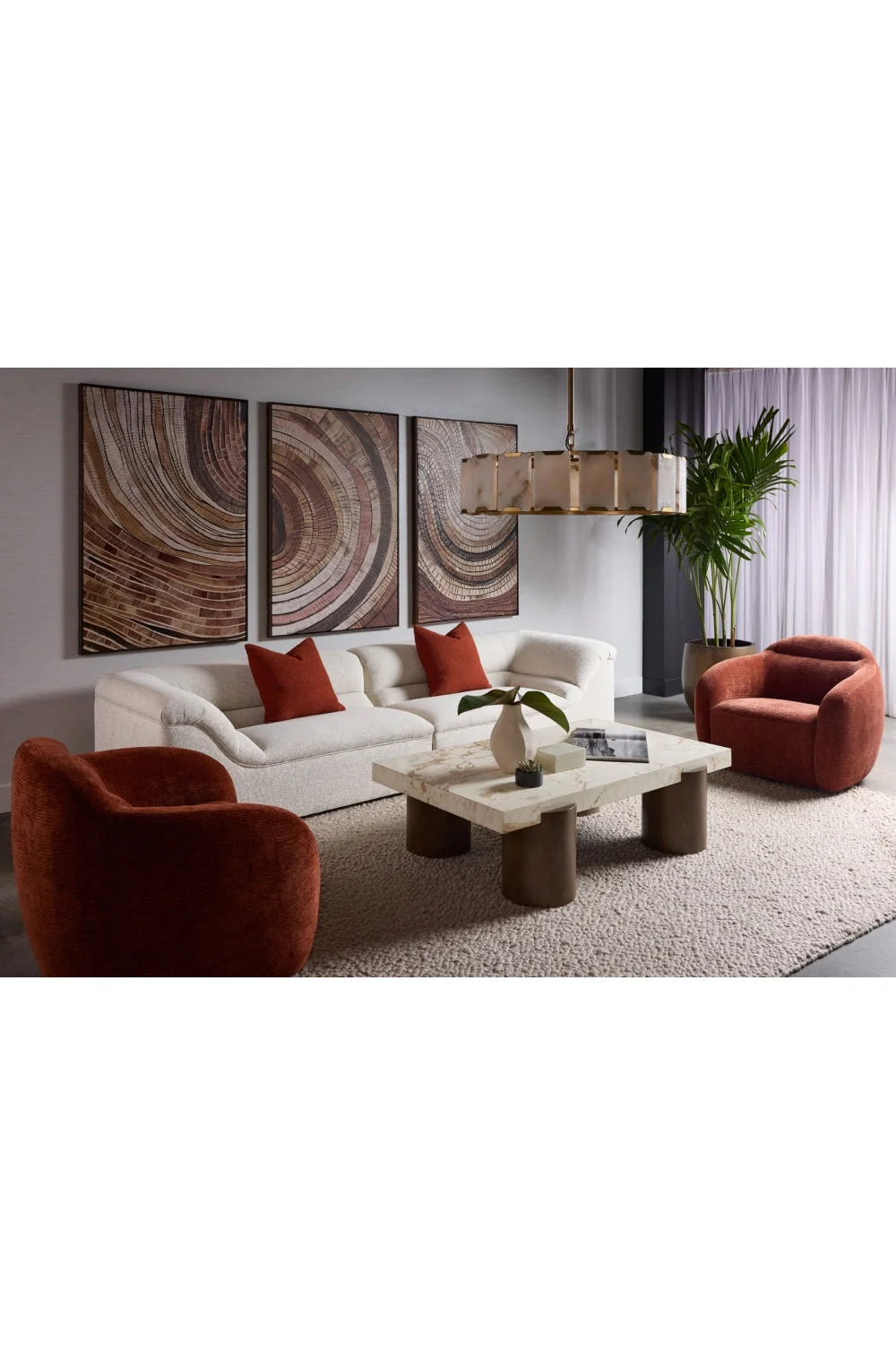 Luxury Cream Breccia Marble Rectangular Coffee Table Modern Italian Style for Villa