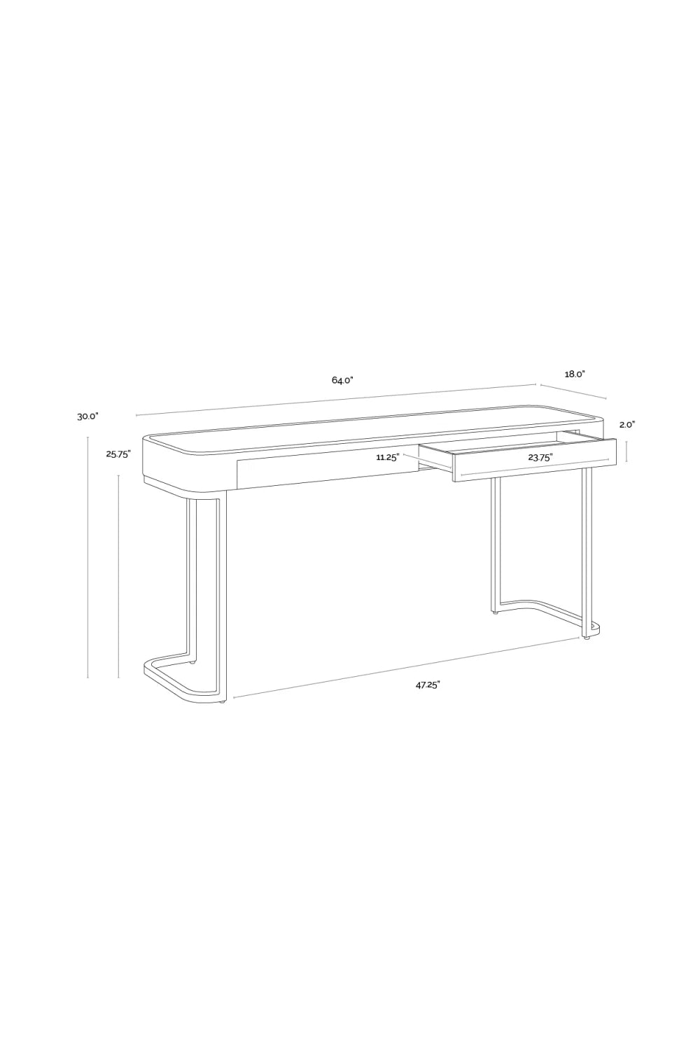 Luxury Cream Leather 2-Drawer Console Table Modern Italian Style for Villa