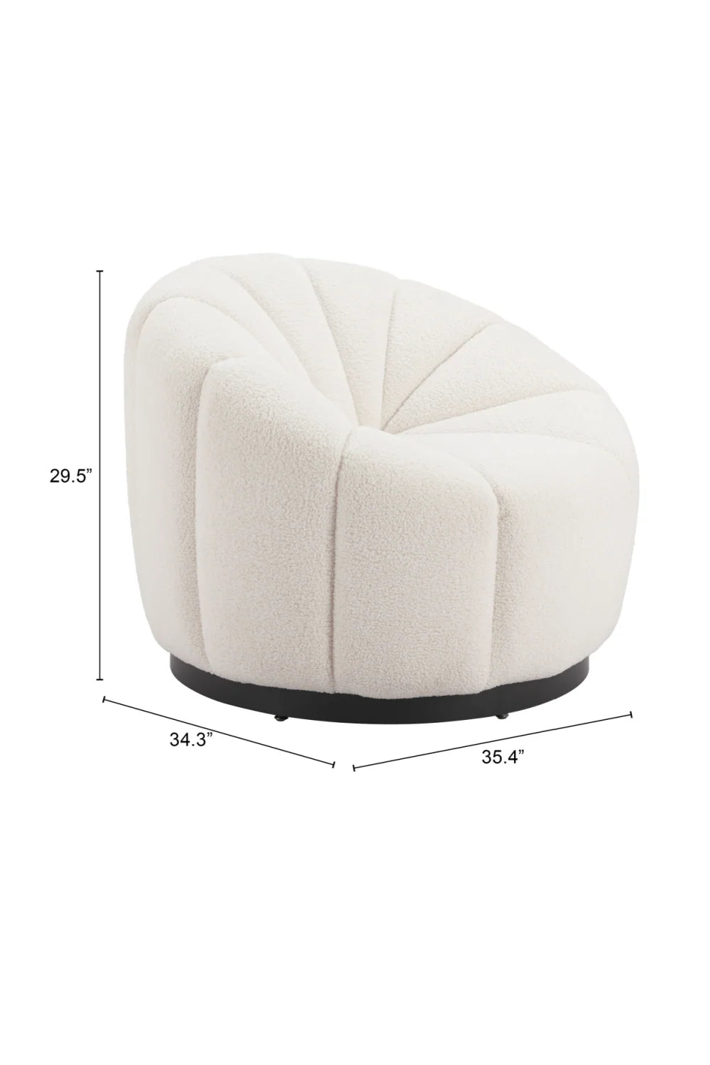 Luxury Cream Shearling Accent Chair Modern Italian Style for Villa