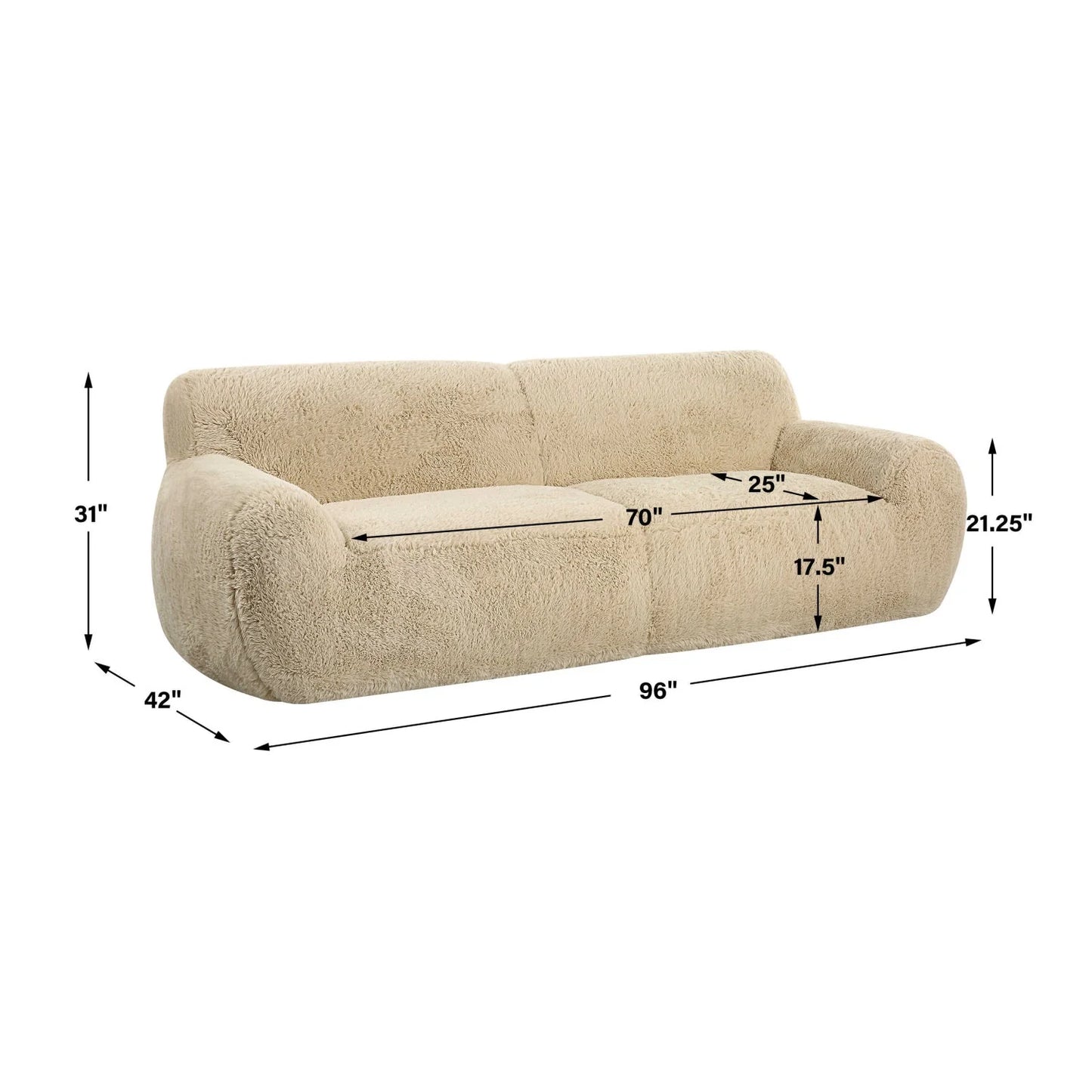 Luxury Cream Sheepskin Sofa Modern Italian Style for Villa
