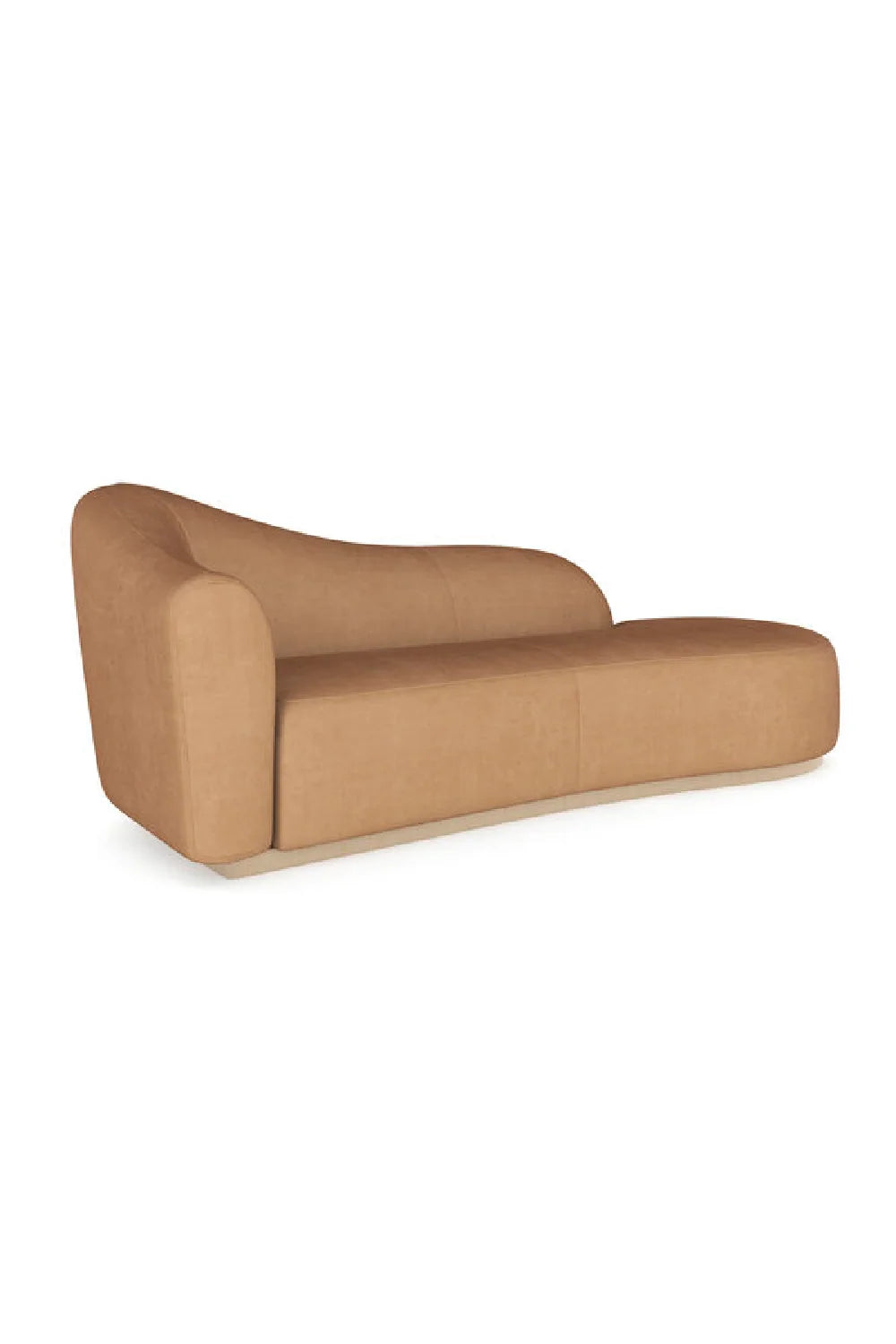Luxury Curved Light Brown Velvet Chaise Longue Modern Italian Style for Villa