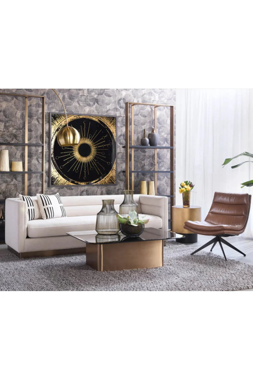 Luxury Curved Swivel Lounge Chair Modern Italian Style for Villa