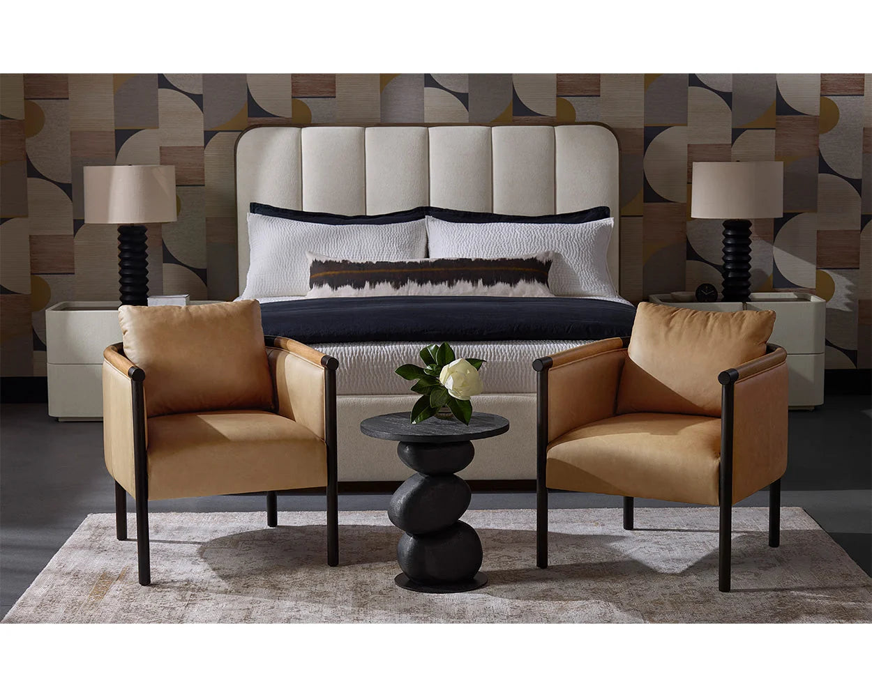 Luxury Curved Wood Lounge Chair Modern Italian Style for Villa