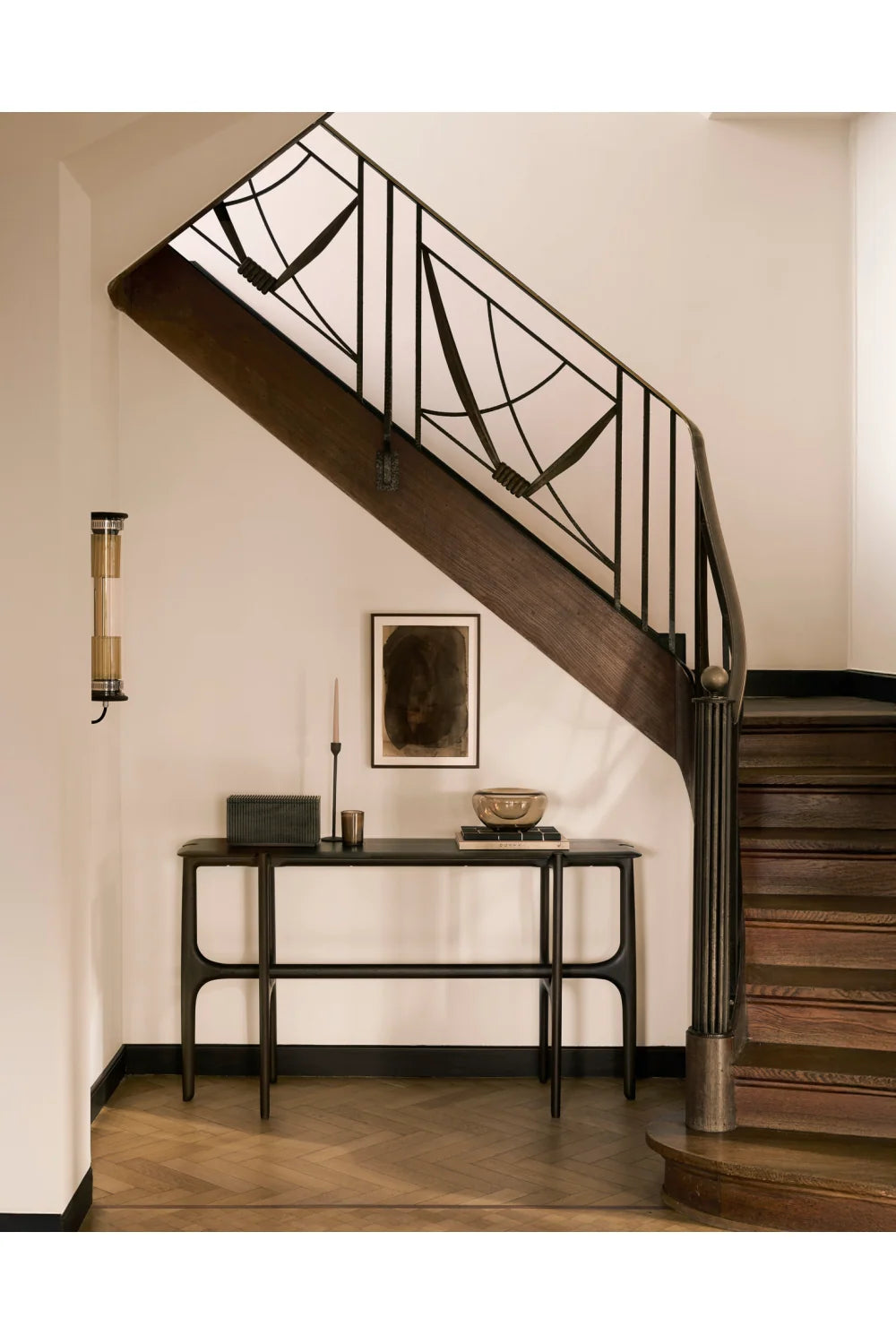 Luxury Dark Brown Teak Console Table Modern Italian Style for Villa