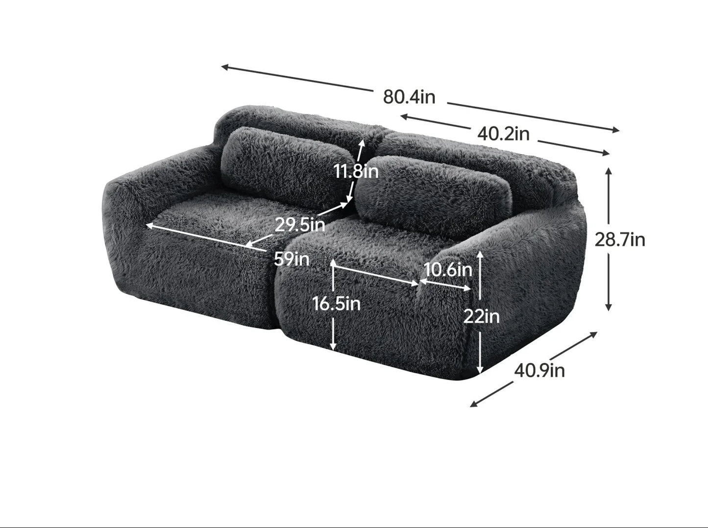 Luxury Dark Gray Modular Sectional Sofa Modern Italian Style for Villa