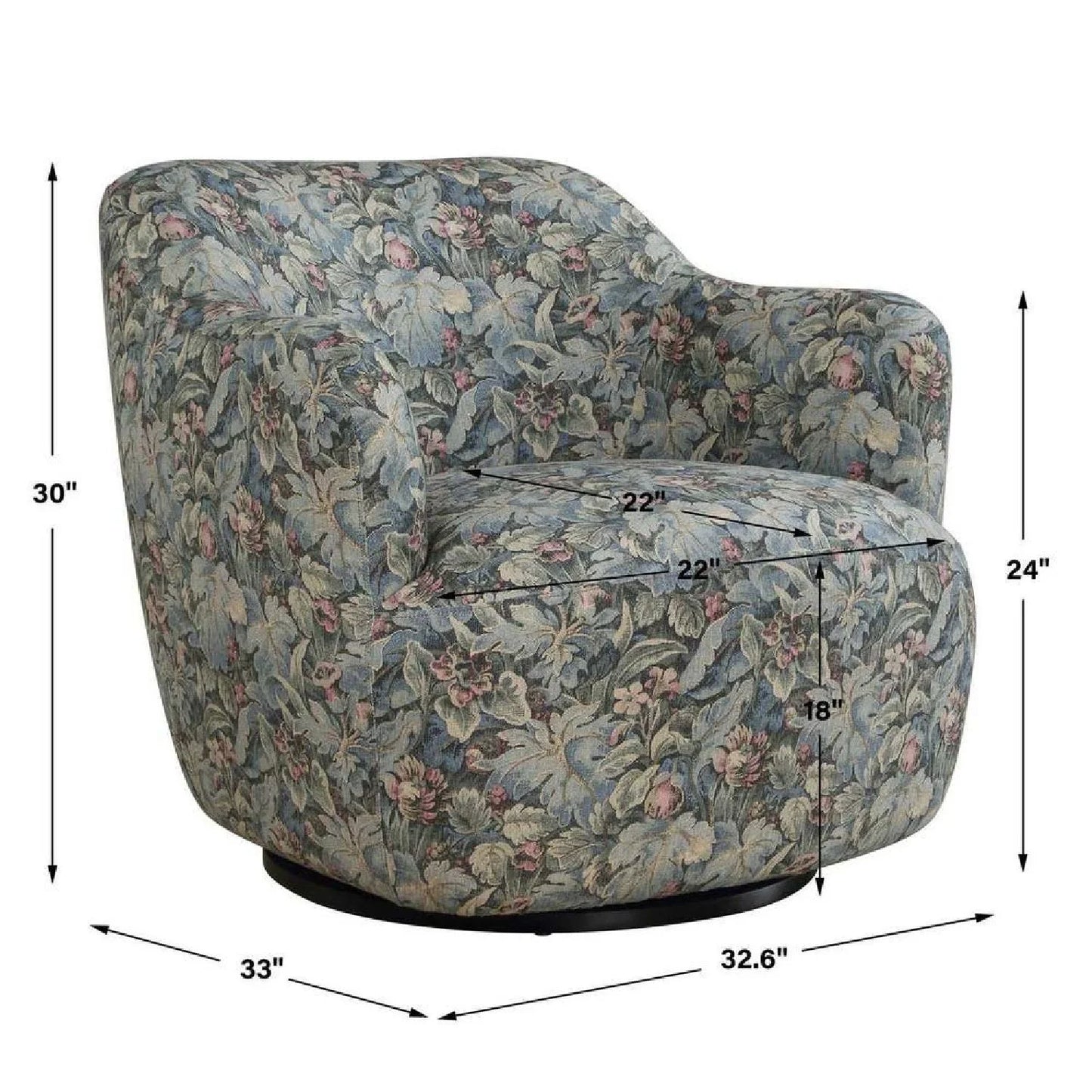 Luxury Floral Tapestry Swivel Lounge Chair European Style for Villa