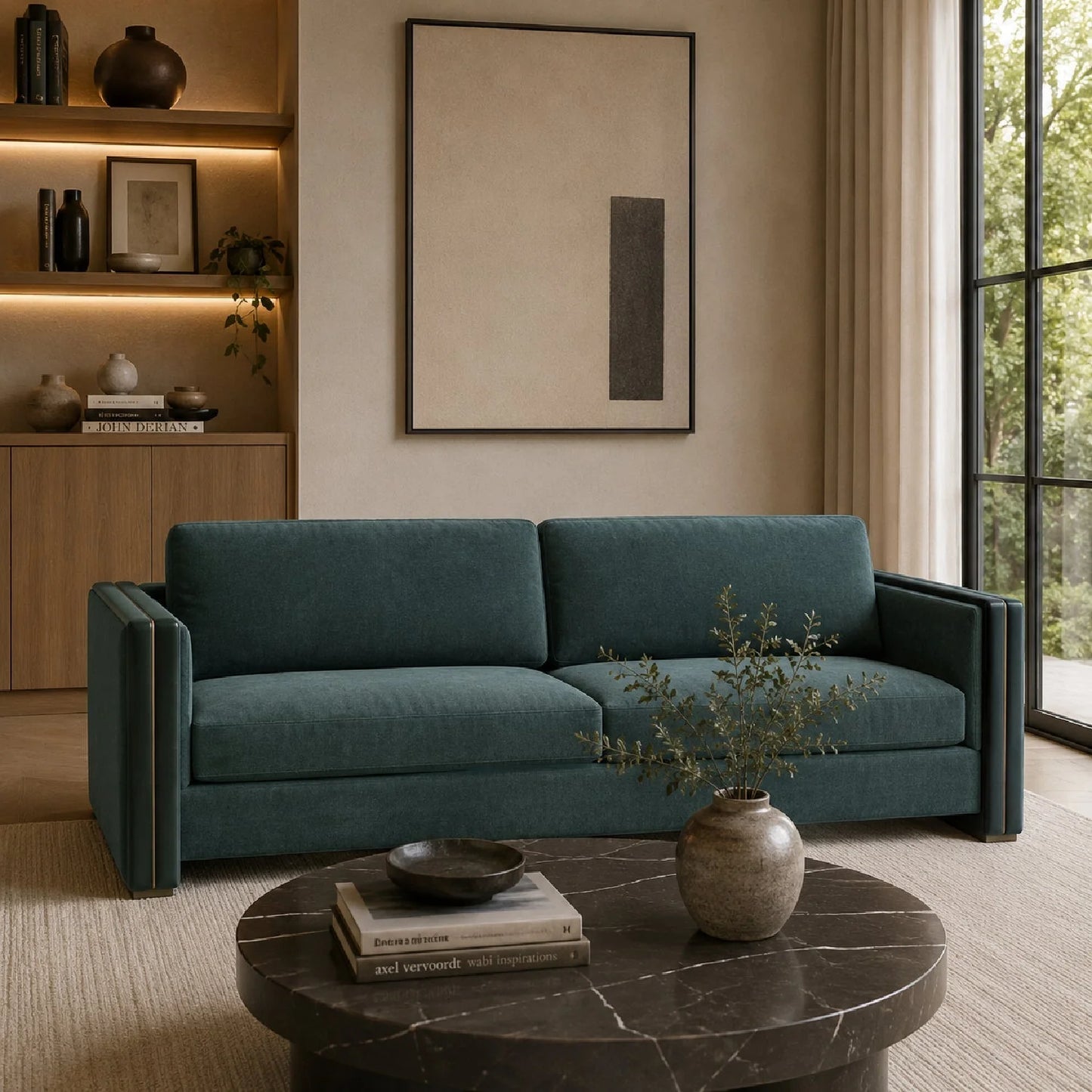 Luxury Gelee Fabric Velvet Sofa Modern Italian Style for Villa