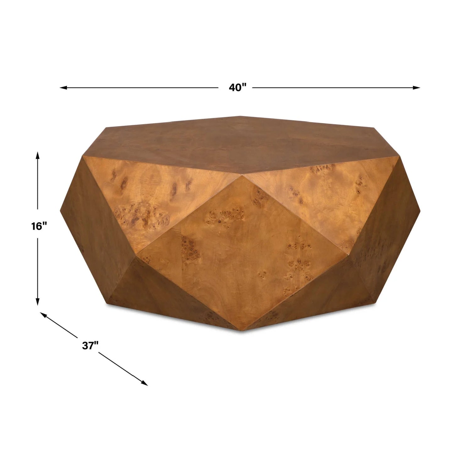 Luxury Geometric Poplar Burl Coffee Table Modern Italian Style for Villa