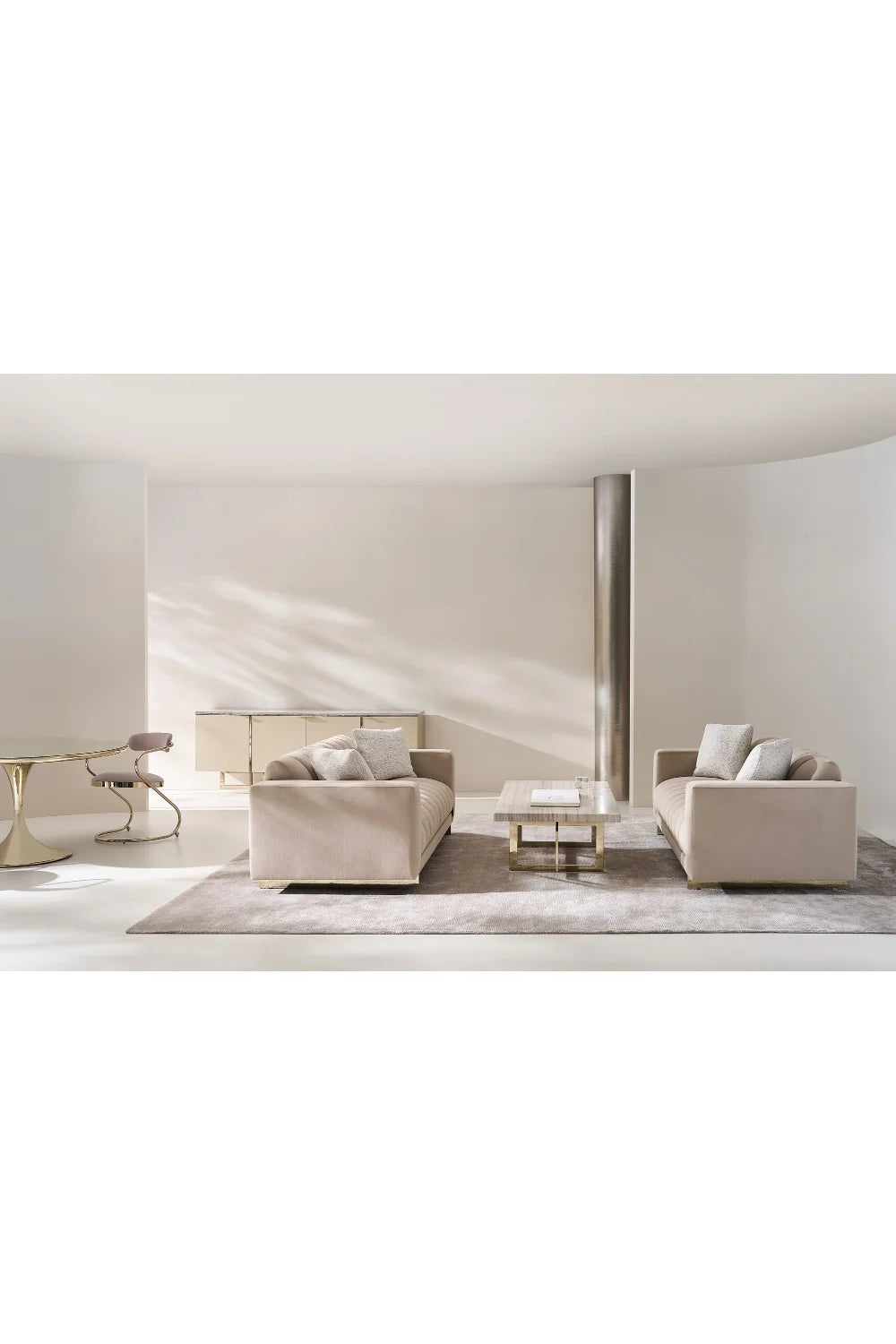 Luxury Geometrical Gold Base Coffee Table Modern Italian Style for Villa