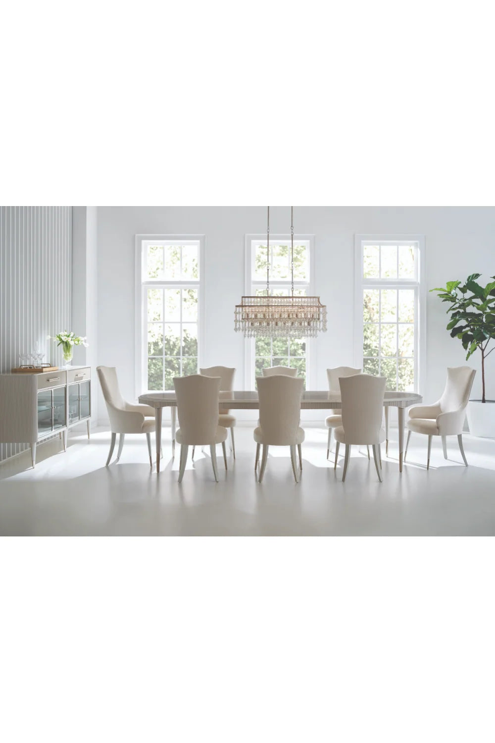 Luxury Glass Door 4-Door Sideboard European Style for Villa