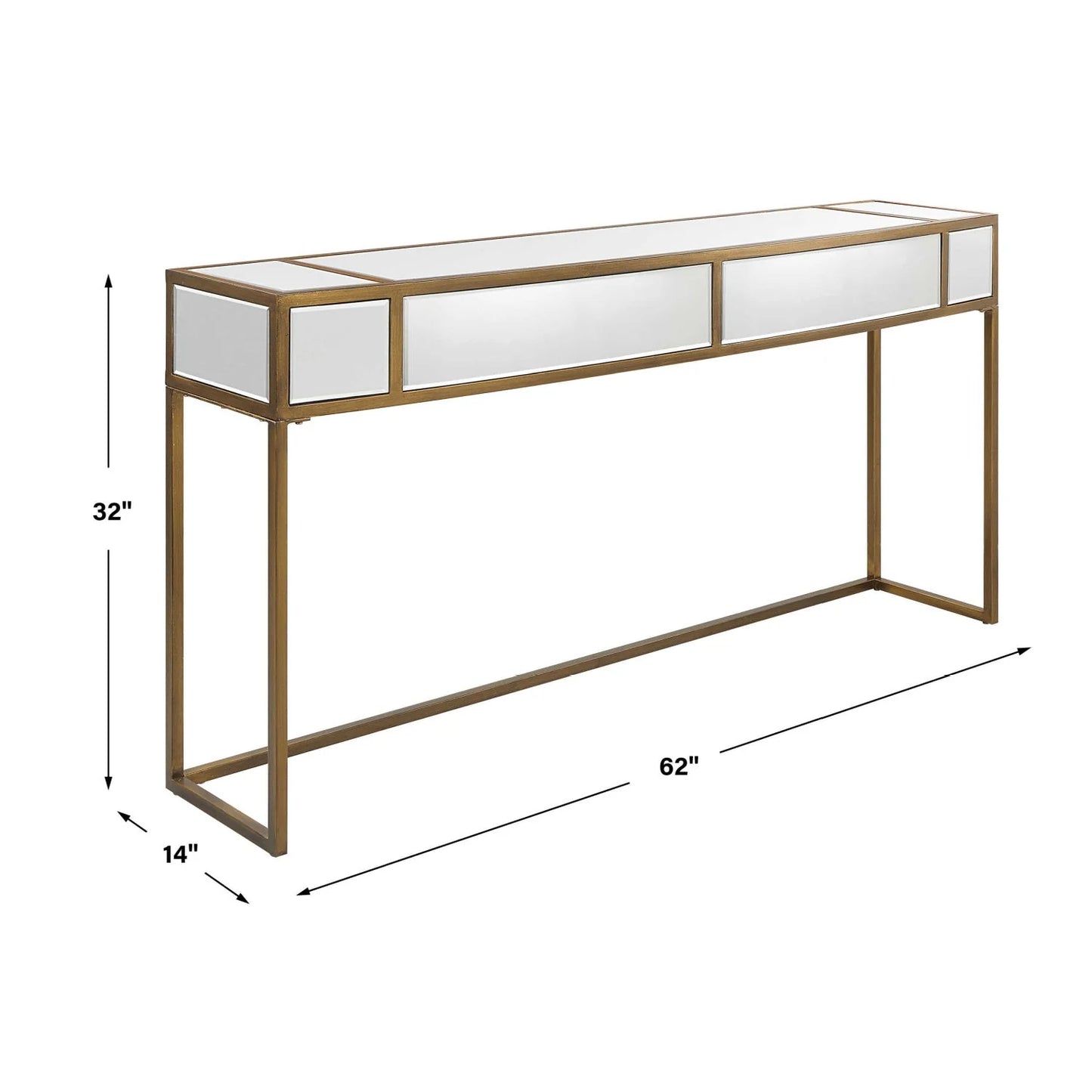 Luxury Gold Mirrored Console Table Modern Italian Style for Villa
