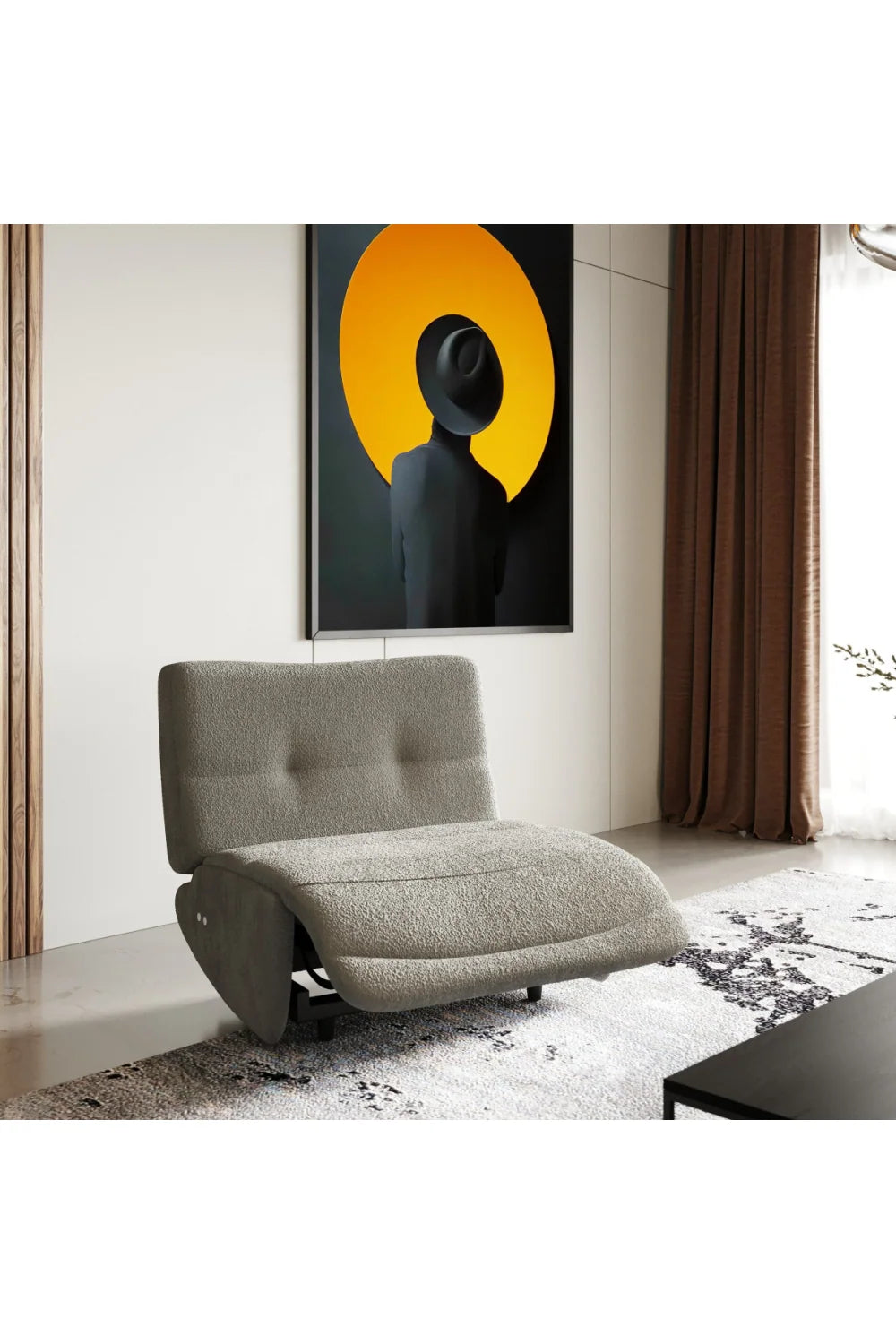 Luxury Gray Fabric Electric Recliner Chair Modern Italian Style for Villa