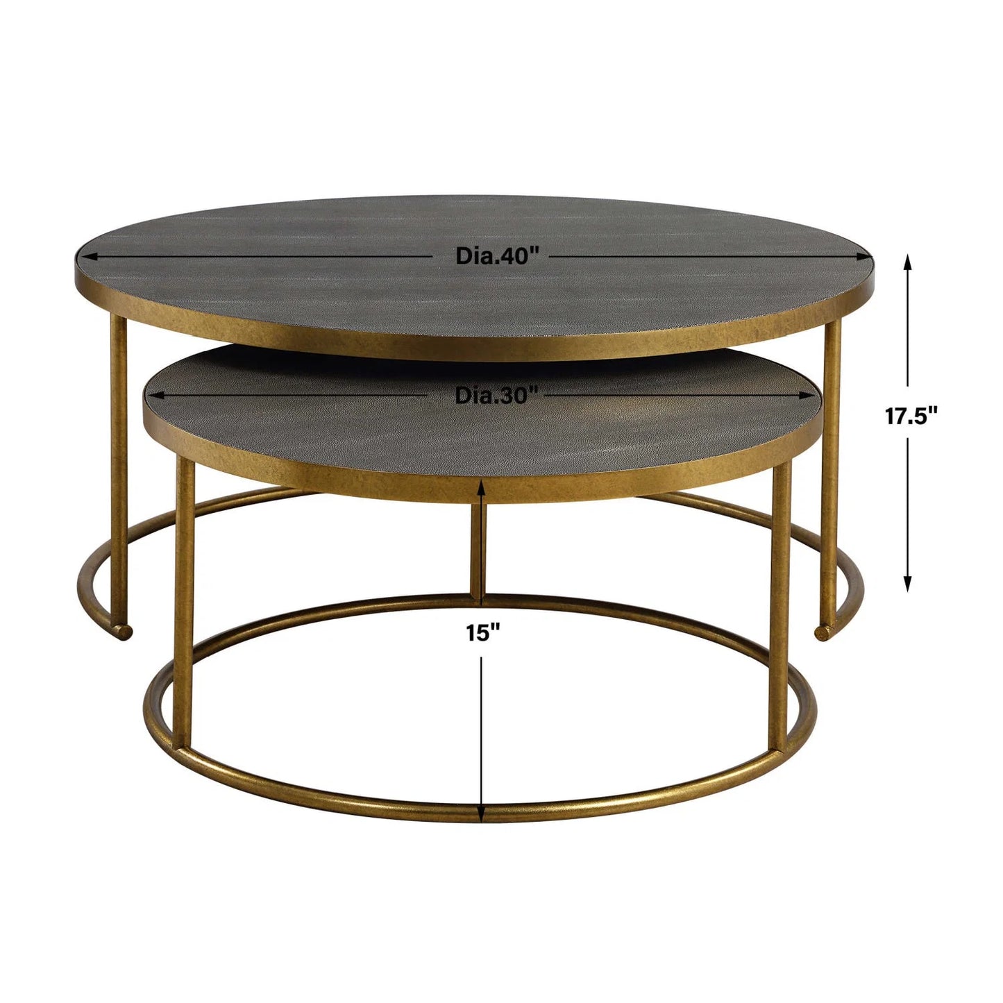 Luxury Gray Shagreen Nesting Coffee Tables Modern Italian Style for Villa