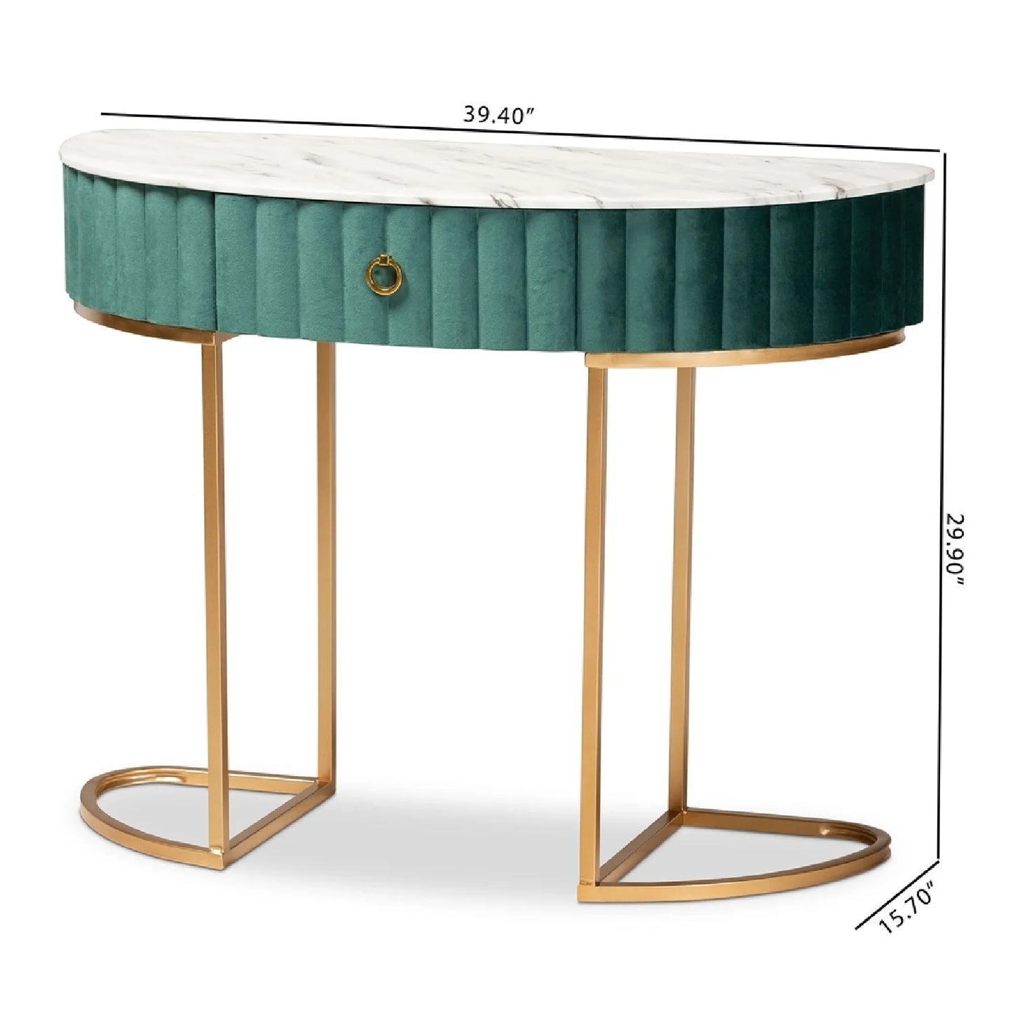 Luxury Green Velvet Console Table Modern Italian Style for Villa