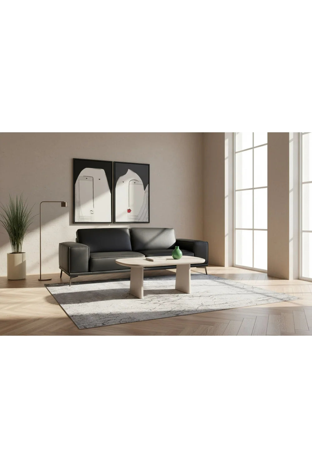 Luxury Grey Cement Coffee Table Modern Italian Style for Villa