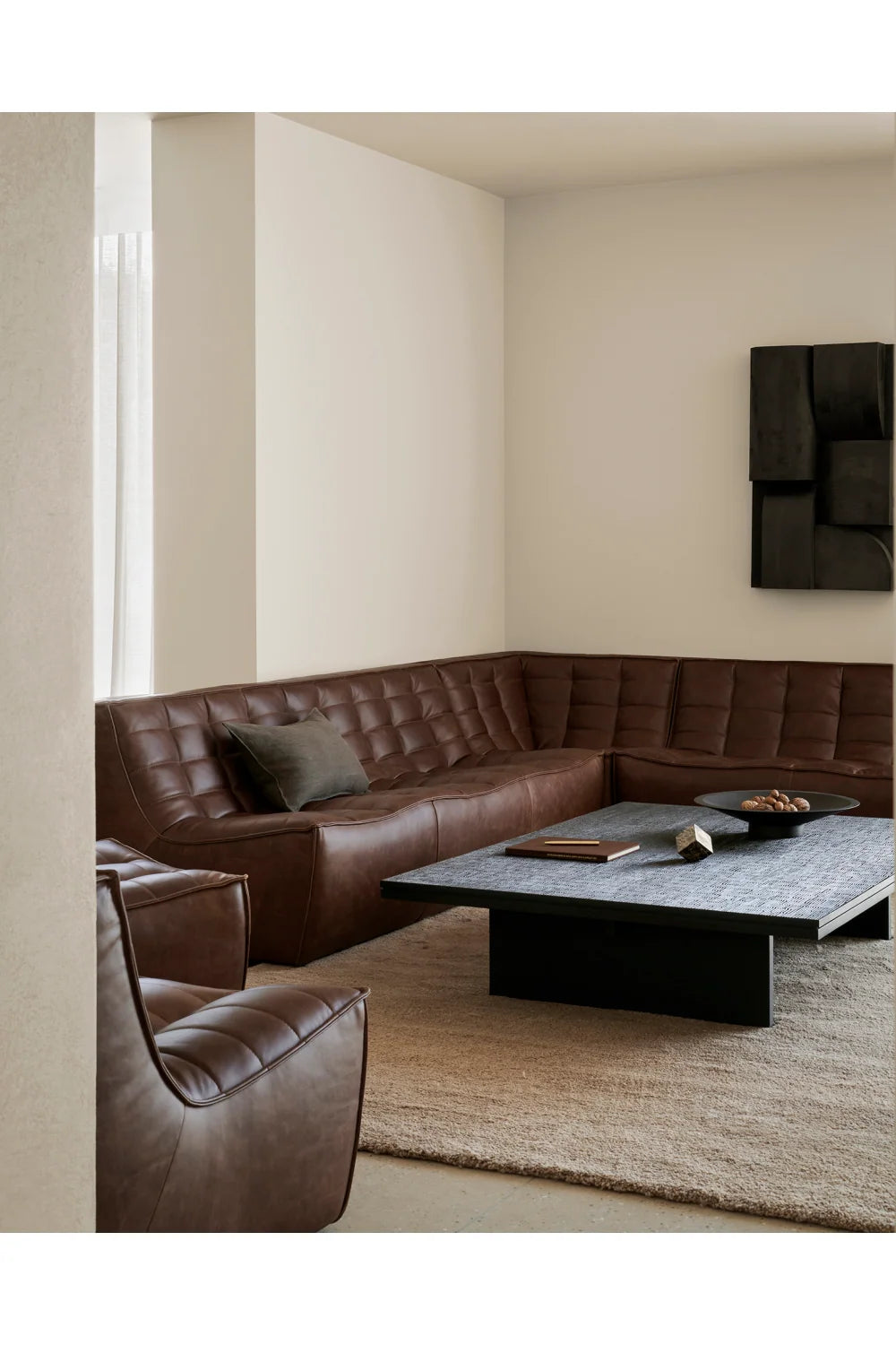 Luxury Grooves Wooden Coffee Table Modern Italian Style for Villa