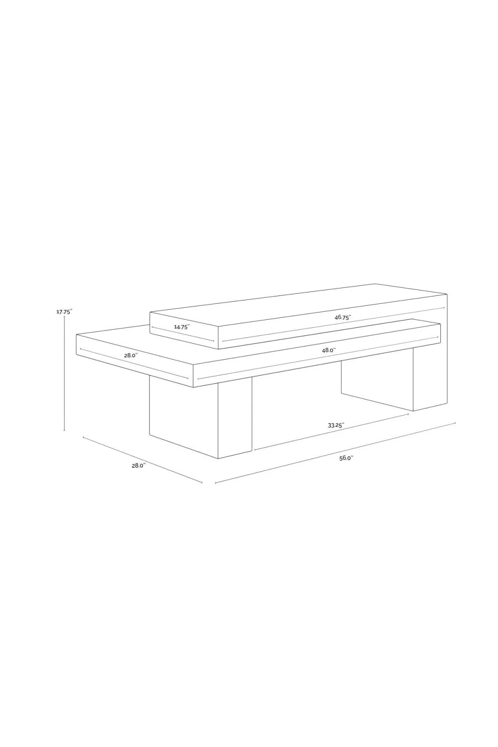 Luxury Herriot Timber-Effect Concrete Rectangular Coffee Table Modern Italian Style for Villa