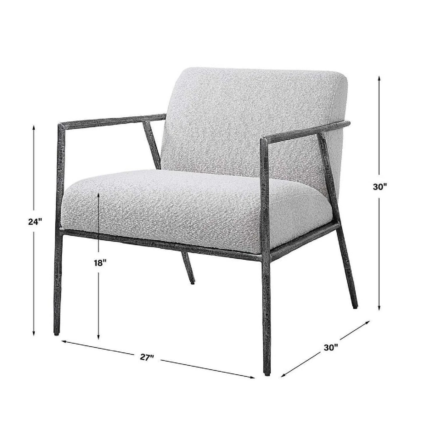 Luxury Iron Framed Boucle Lounge Chair Modern European Style for Villa