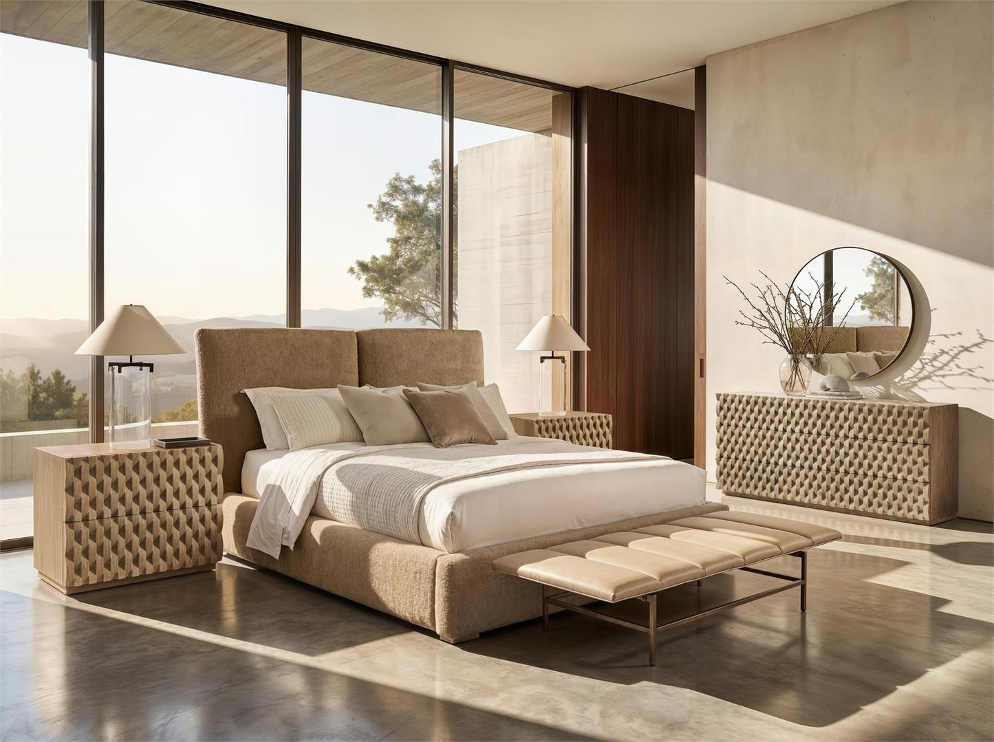 Luxury Kalo Fabric Panel Bed Modern Italian Style for Villa