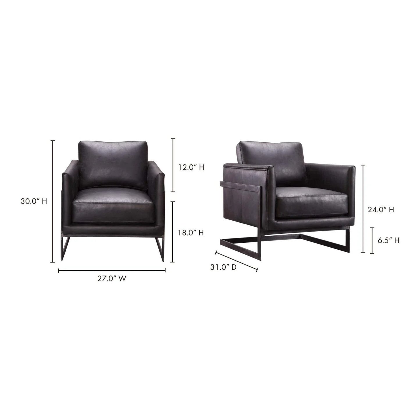 Luxury Leather Cantilevered Accent Chair European Style for Villa