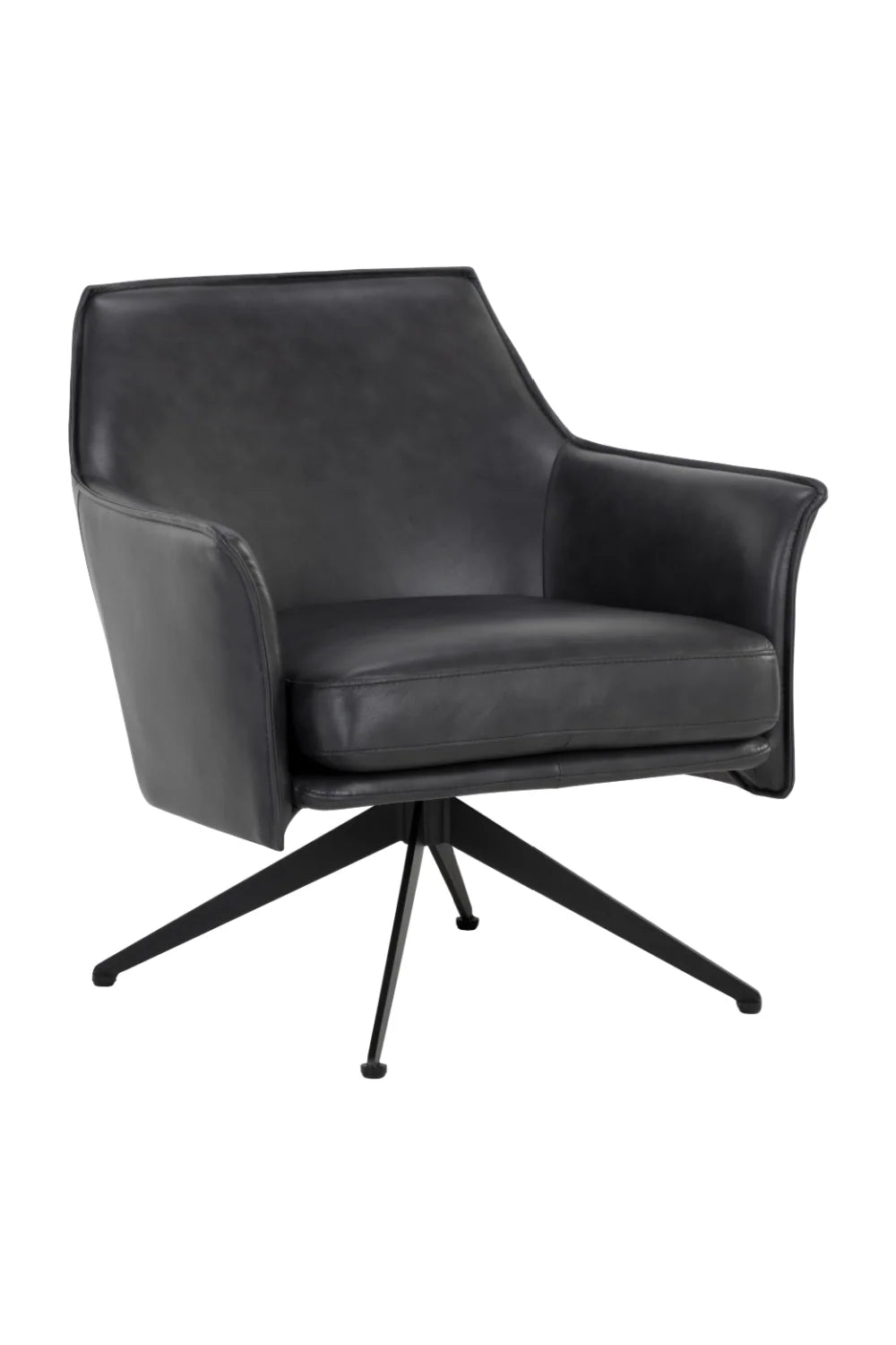 Luxury Leather Swivel Lounge Chair Modern Italian Style for Villa