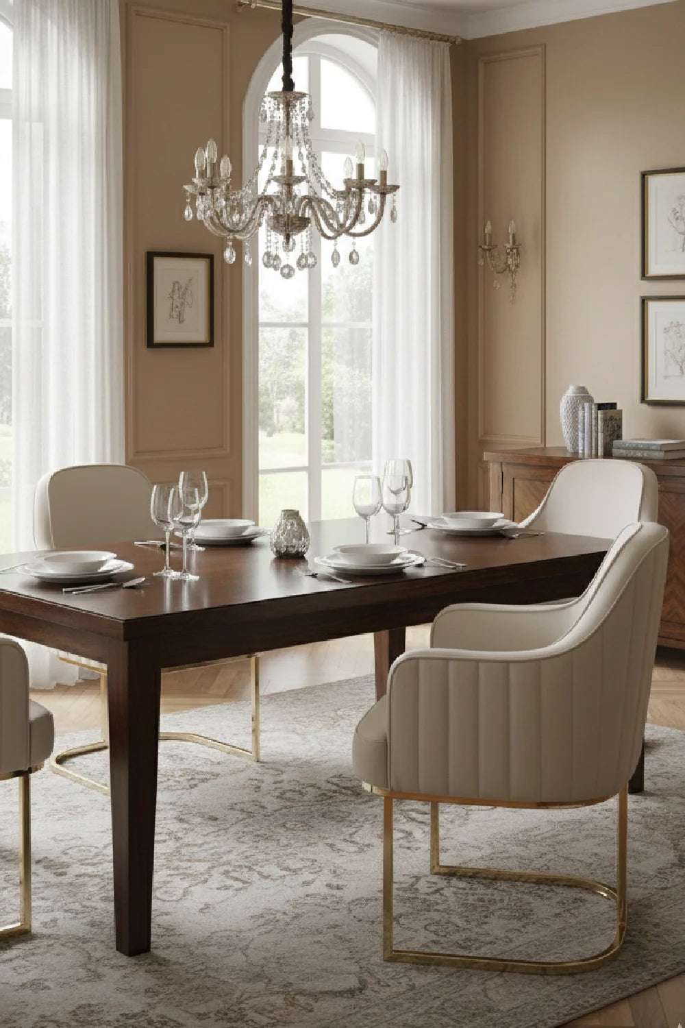 Luxury Light Gray Leather Modern Dining Chair European Style for Villa