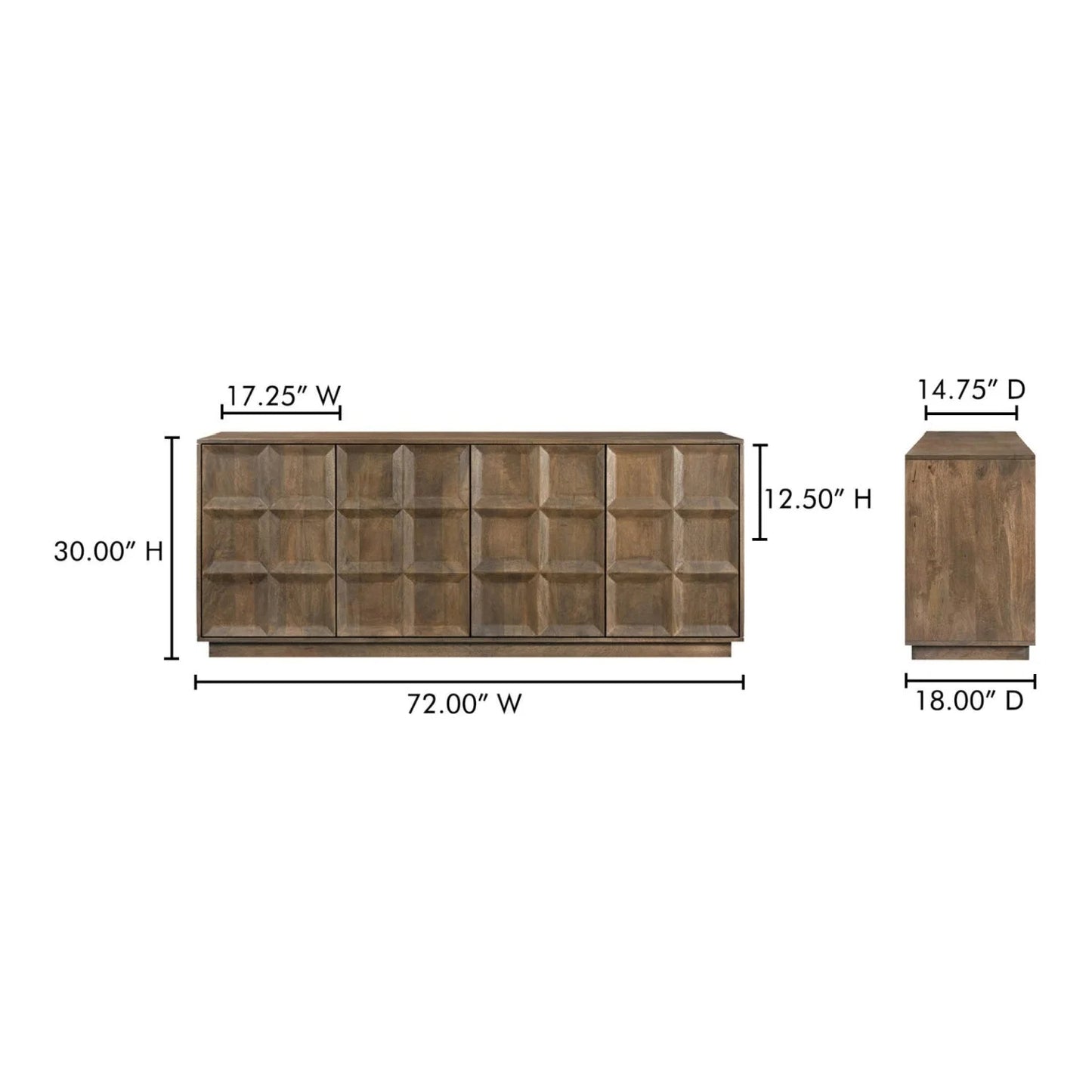 Luxury Mango Wood 4-Door Sideboard European Style for Villa
