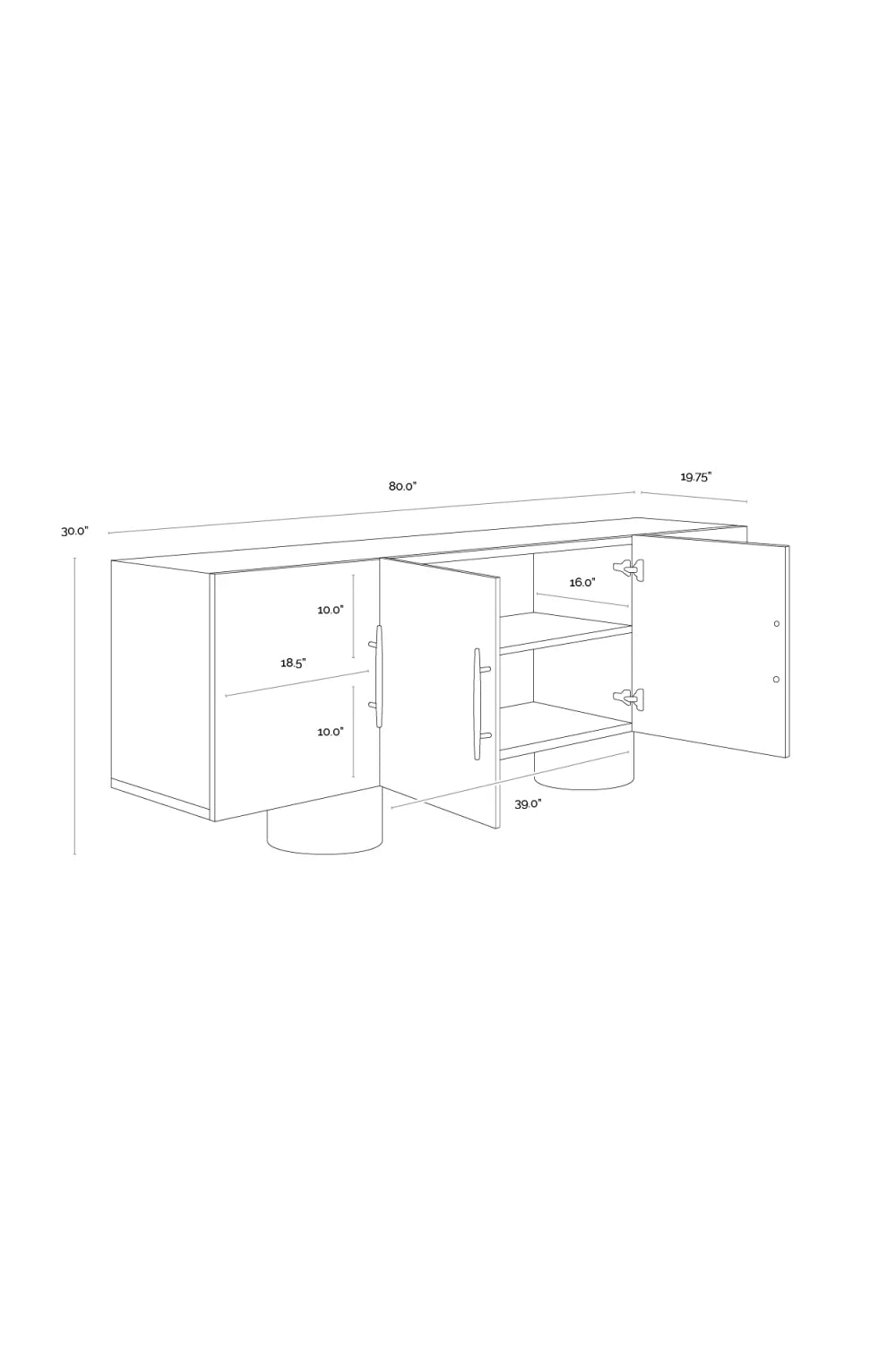 Luxury Maple Burl 4-Door Sideboard European Style for Villa