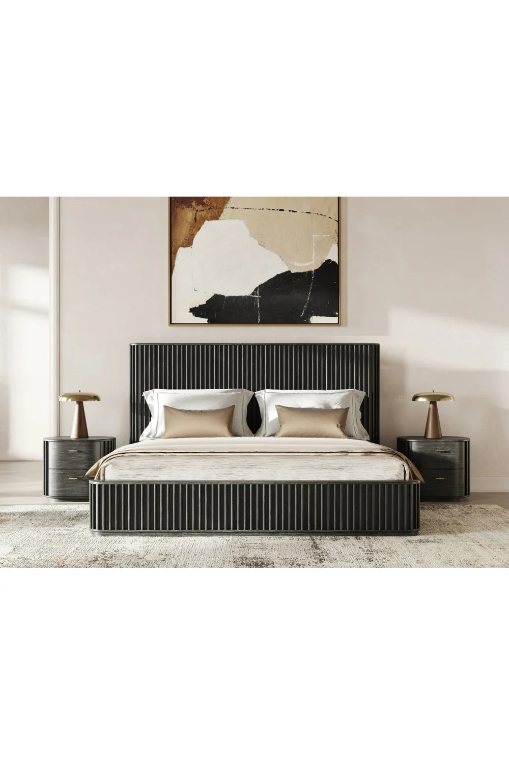 Luxury Modern Acacia 2-Drawer Nightstand European Style for Villa