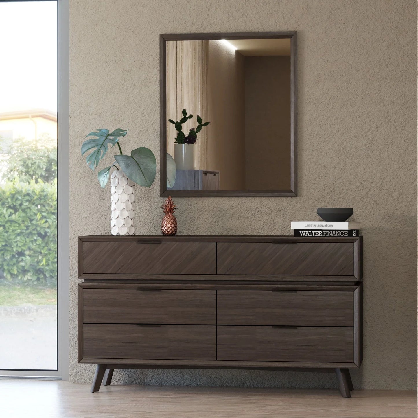 Luxury Modern Acacia Wood 6-Drawer Dresser European Style for Villa