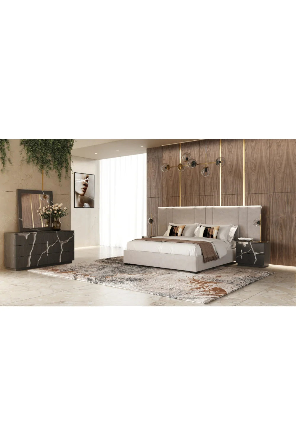 Luxury Modern Aspen 2-Drawer Nightstand European Style for Villa