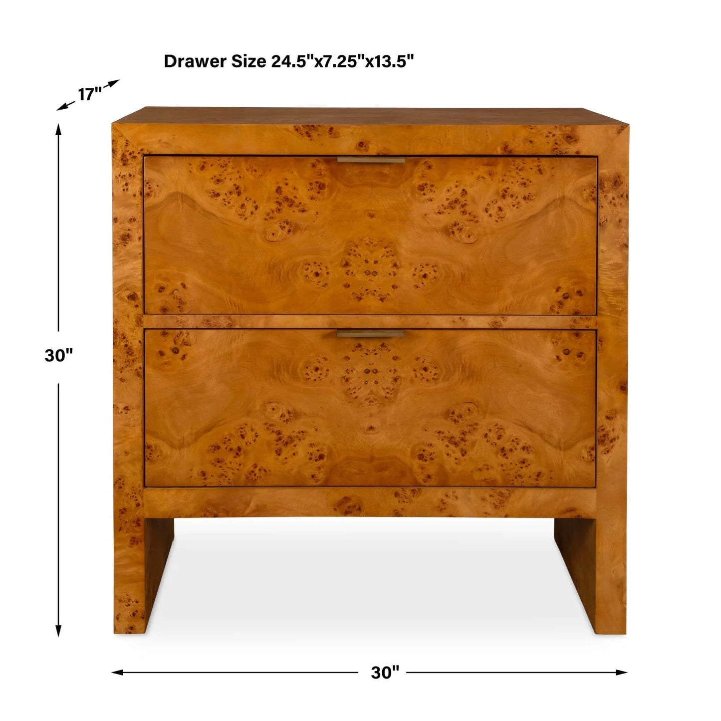 Luxury Modern Burl 2-Drawer Chest European Style for Villa