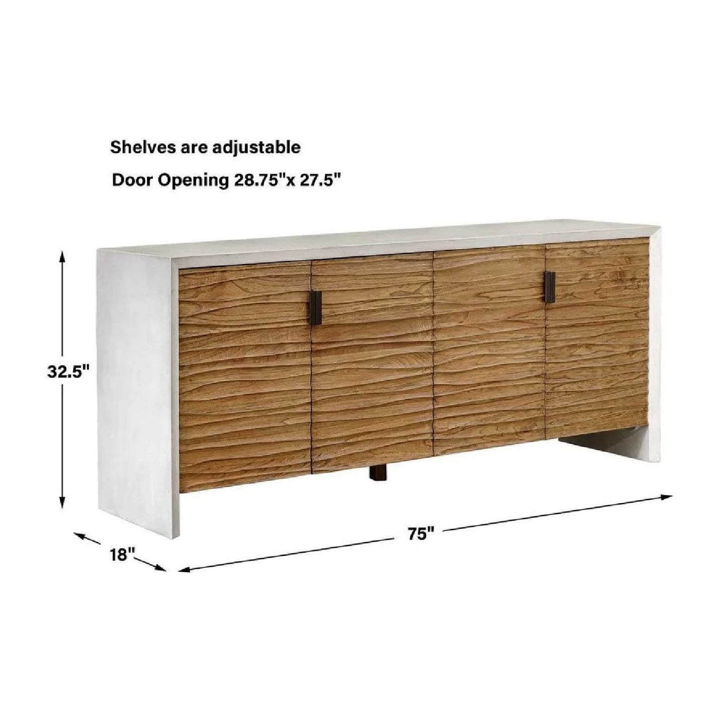 Luxury Modern Carved Mindi Wood 4-Door Cabinet European Style for Villa