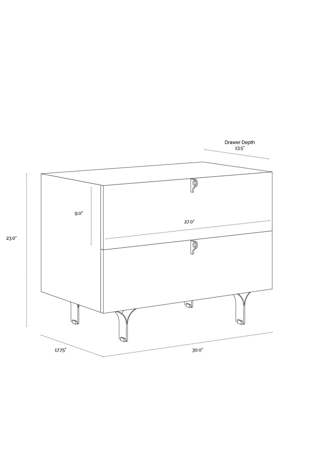 Luxury Modern Celine Cream 2-Drawer Nightstand European Style for Villa