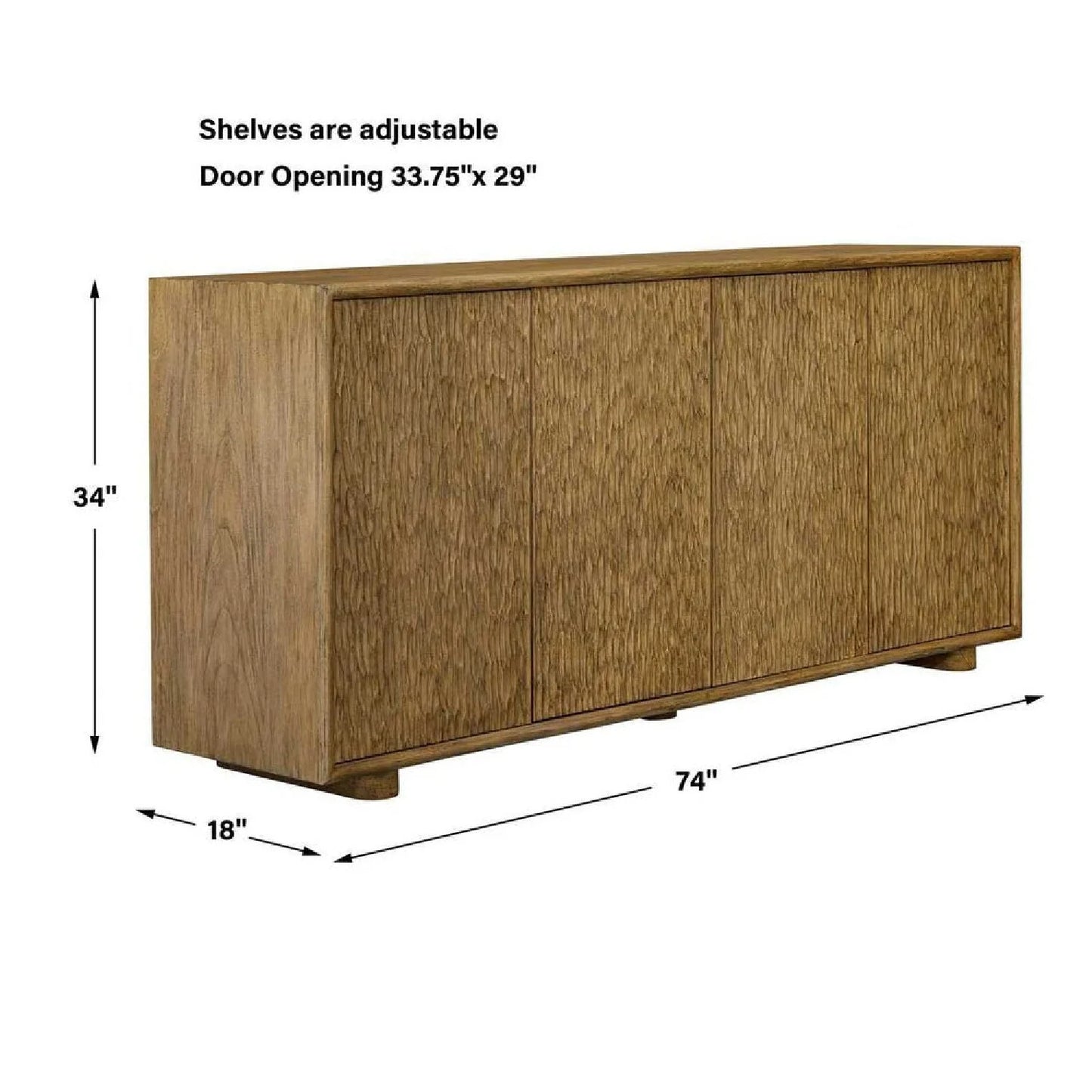Luxury Modern Chiseled Mindi Wood 4-Door Cabinet European Style for Villa
