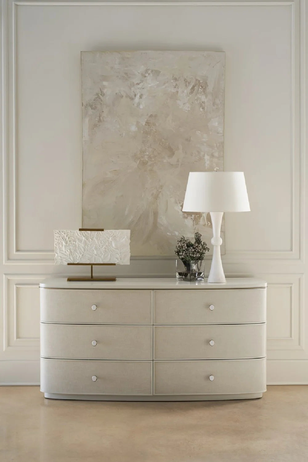 Luxury Modern Cream Linen Dresser European Style for Villa