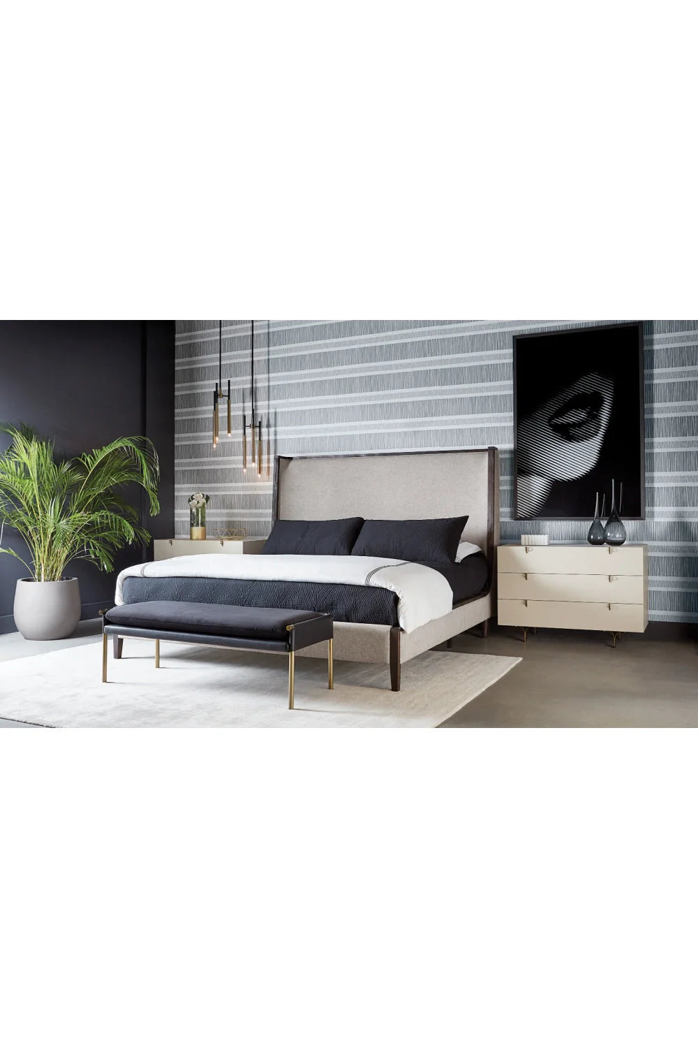 Luxury Modern Cream Rubberwood 3-Drawer Dresser European Style for Villa
