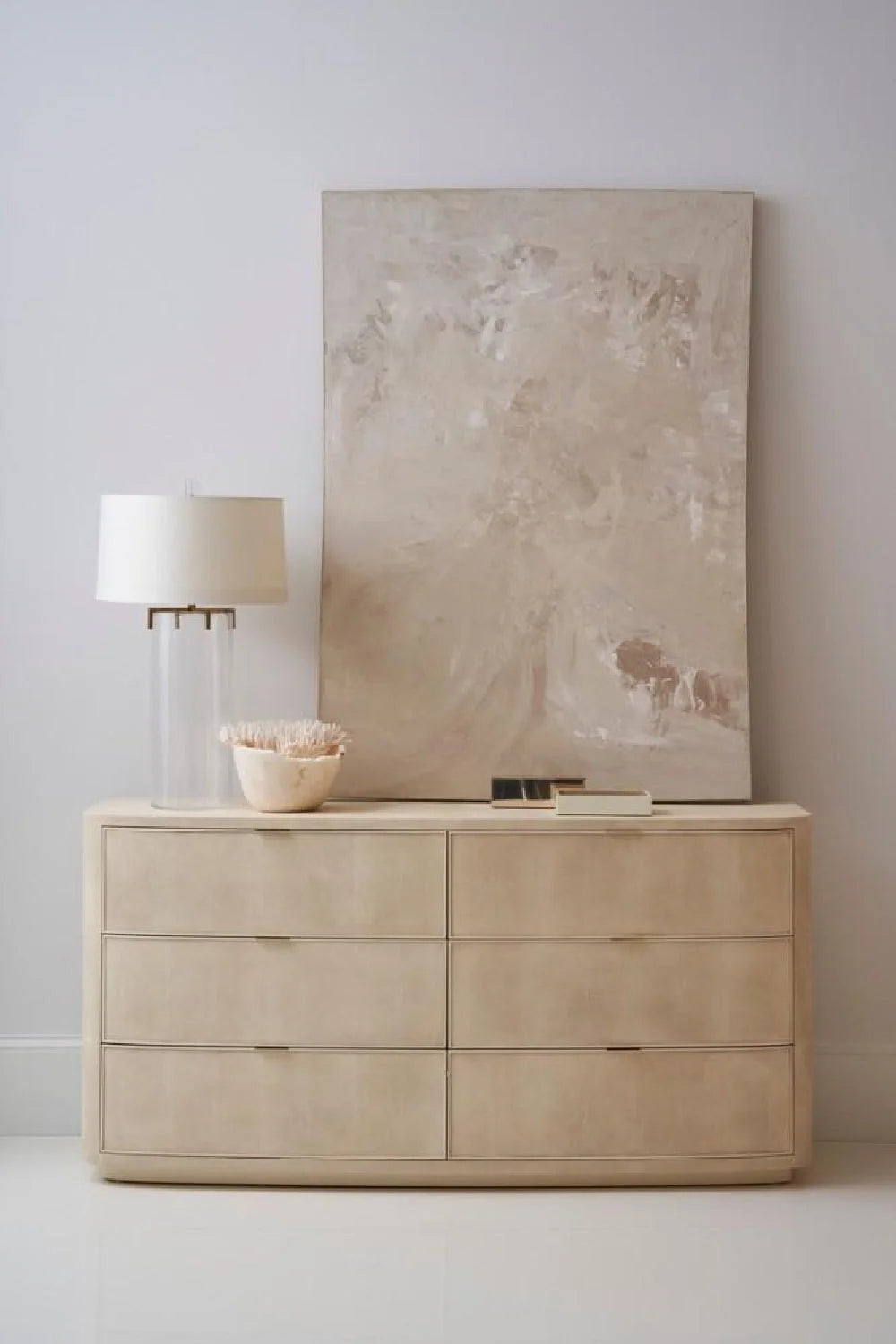 Luxury Modern Cream Shagreen Dresser European Style for Villa