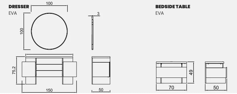 Luxury Modern Eva Bedroom Set European Style for Villa