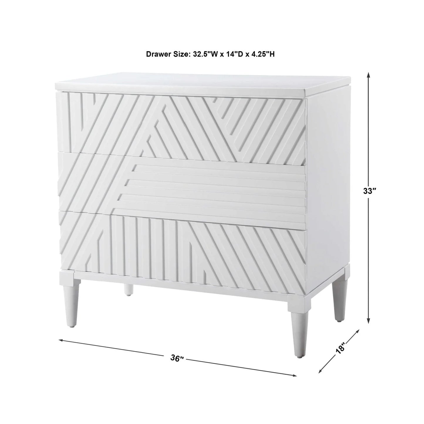 Luxury Modern Geometric Carved 3-Drawer Chest European Style for Villa