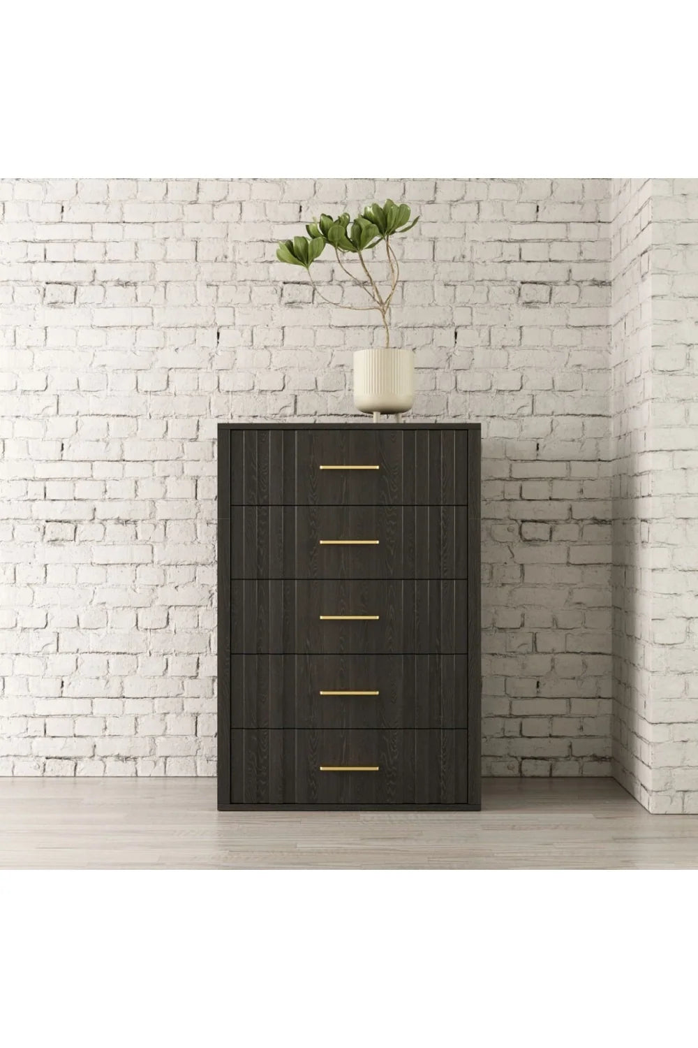 Luxury Modern Gray Acacia Five Drawer Chest European Style for Villa