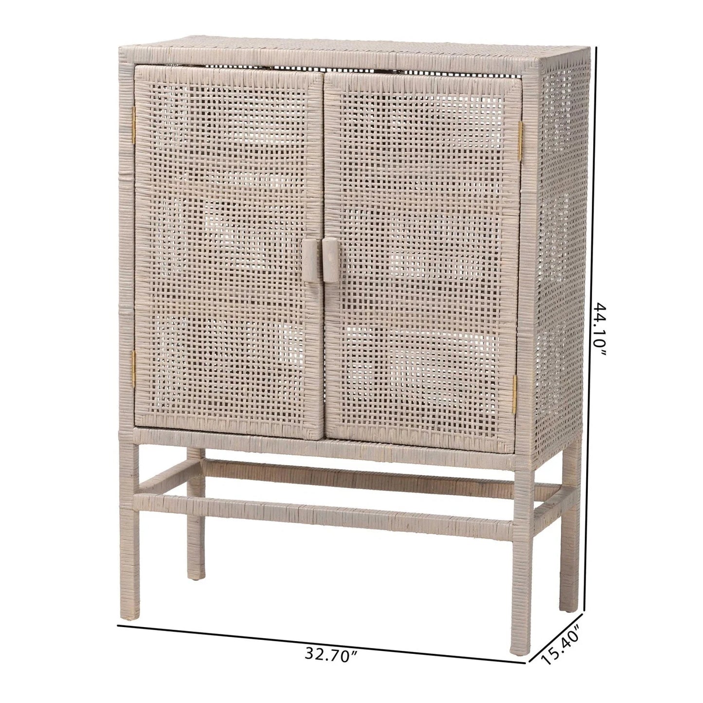 Luxury Modern Gray Rattan 2-Door Cabinet European Style for Villa